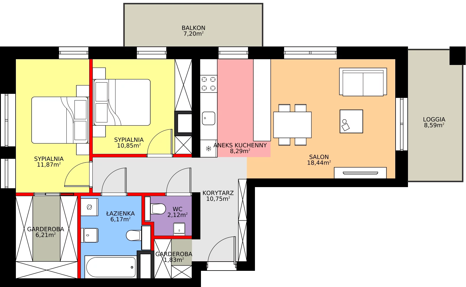 Zalety mieszkania 76.53 m², B/1/4