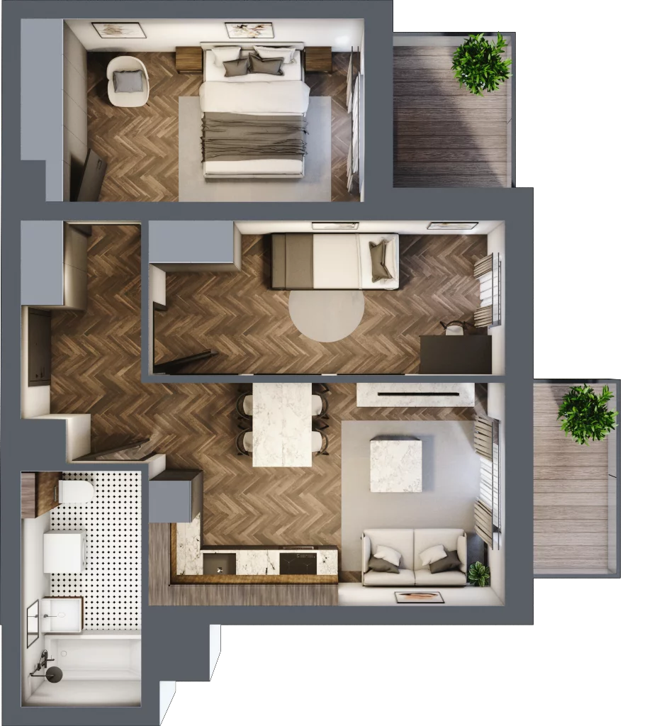 3 pokoje, apartament 51,08 m², piętro 1, oferta nr B/1/3, Smardzewska 8, Poznań, Grunwald, Grunwald Południe, ul. Smardzewska 8