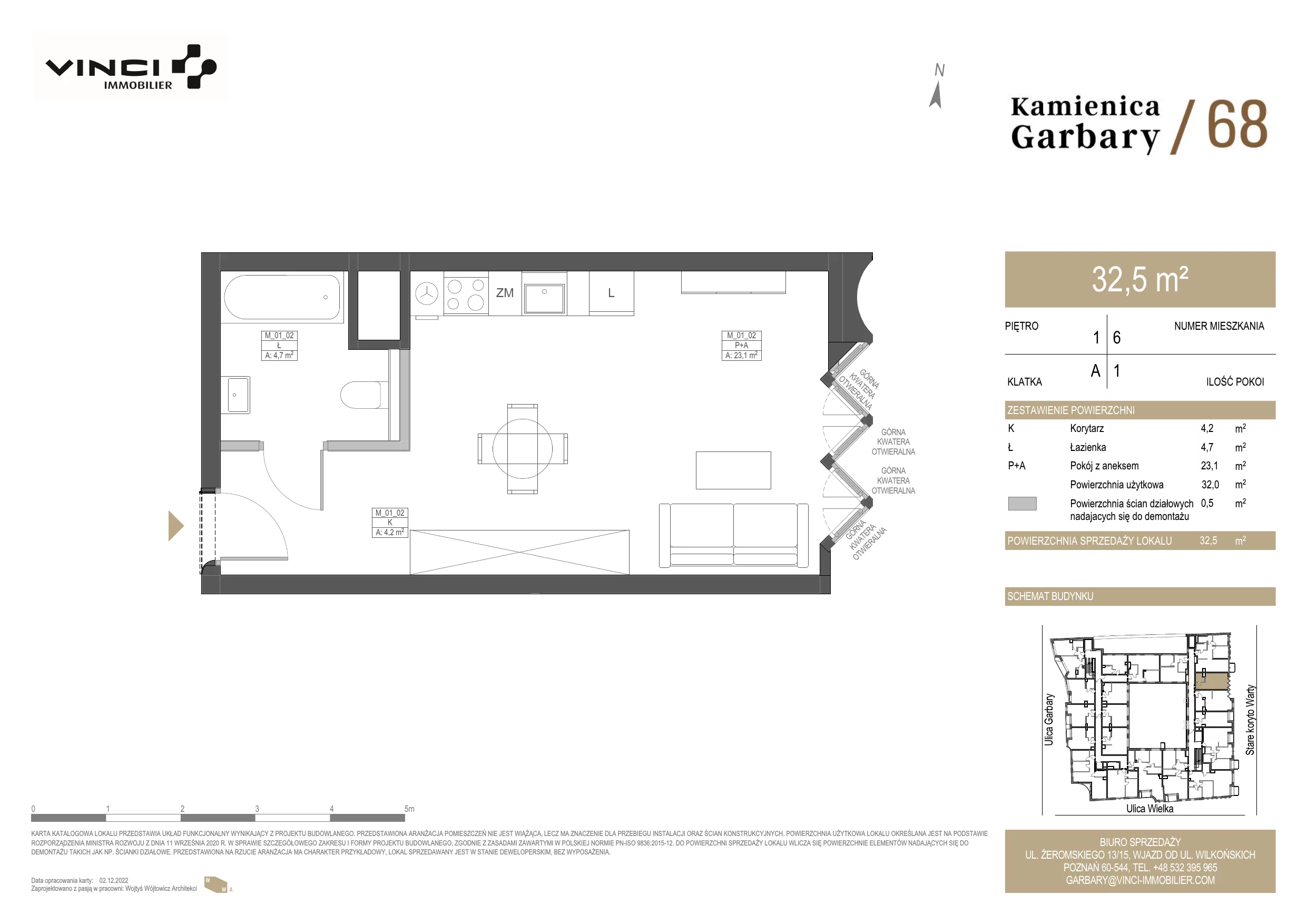 Apartament 32,76 m², piętro 1, oferta nr 6, Kamienica Garbary 68, Poznań, Stare Miasto, Garbary, ul. Garbary 68