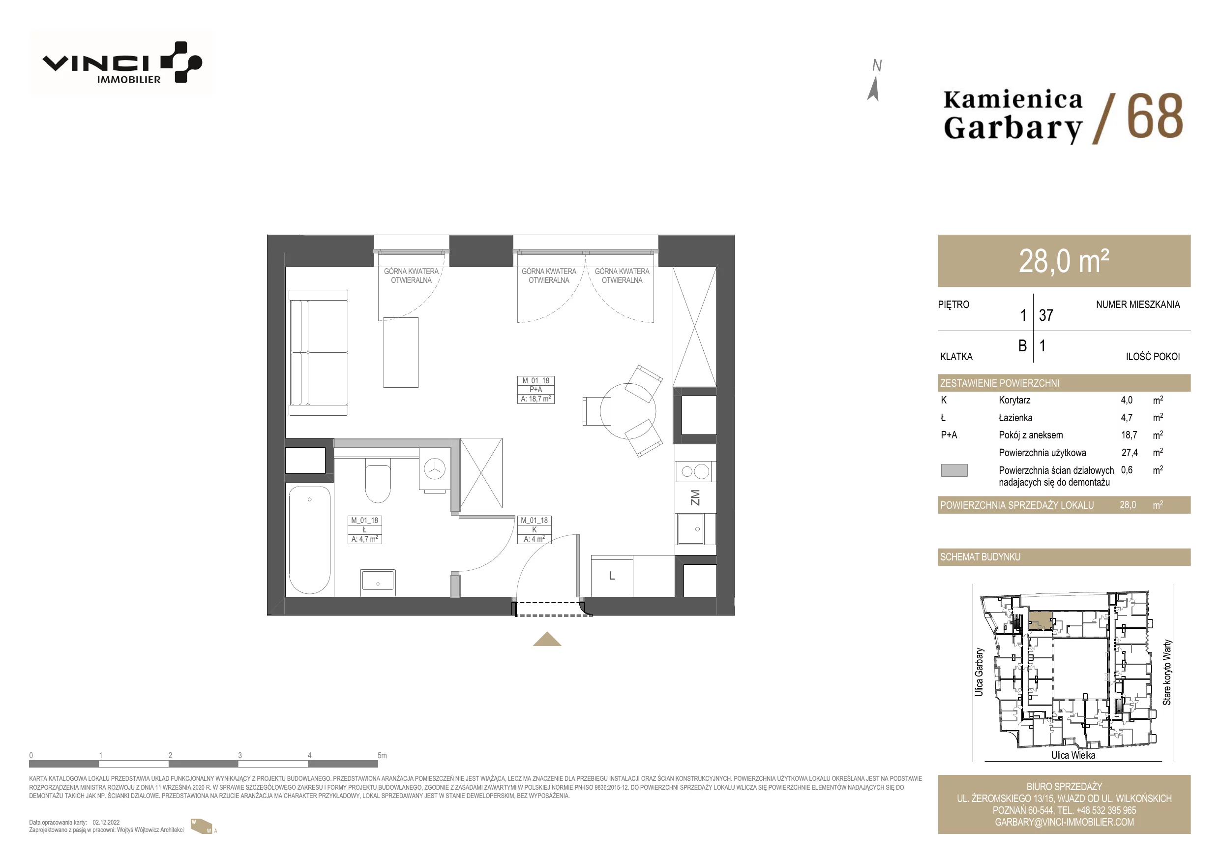 Apartament 28,00 m², piętro 1, oferta nr 37, Kamienica Garbary 68, Poznań, Stare Miasto, Garbary, ul. Garbary 68