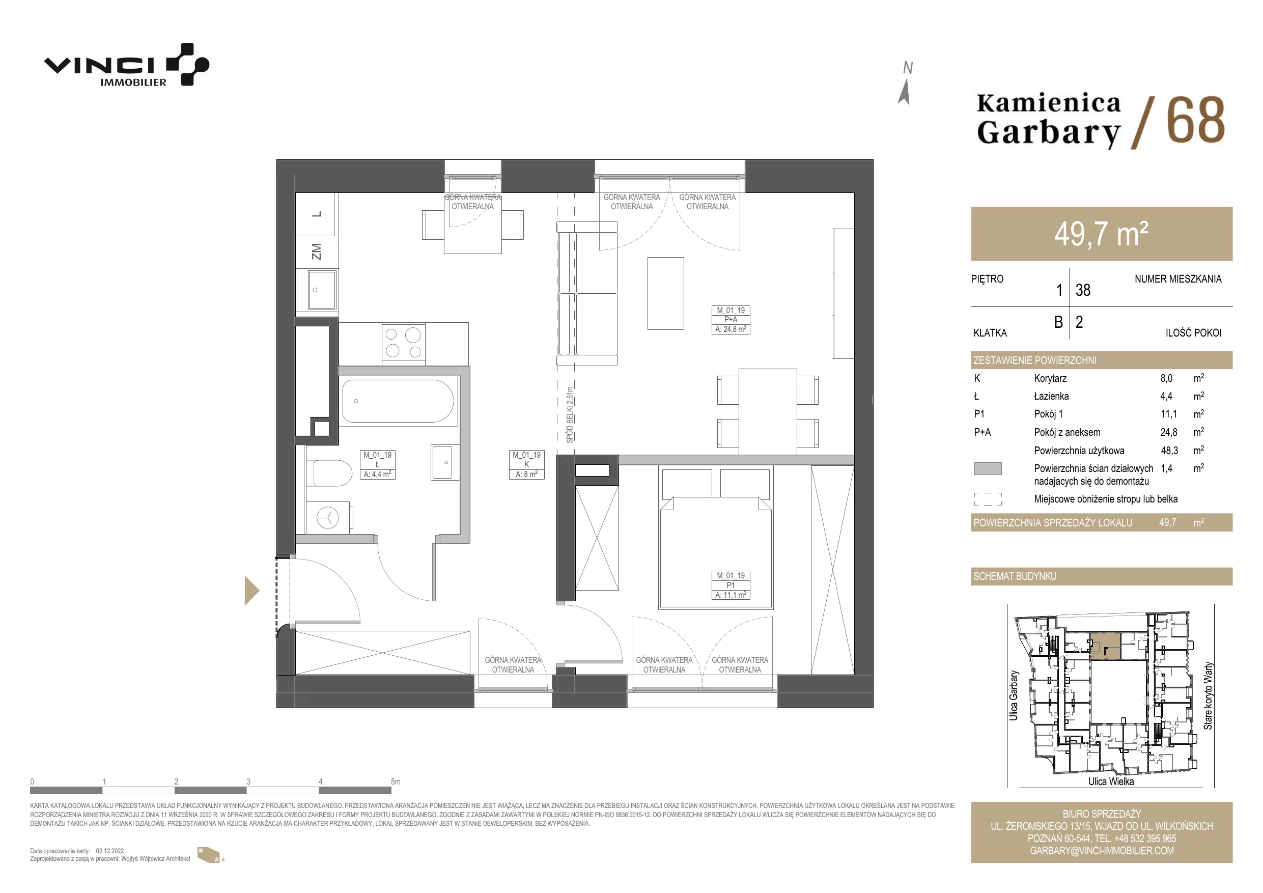 Apartament 49,64 m², piętro 1, oferta nr 38, Kamienica Garbary 68, Poznań, Stare Miasto, Garbary, ul. Garbary 68