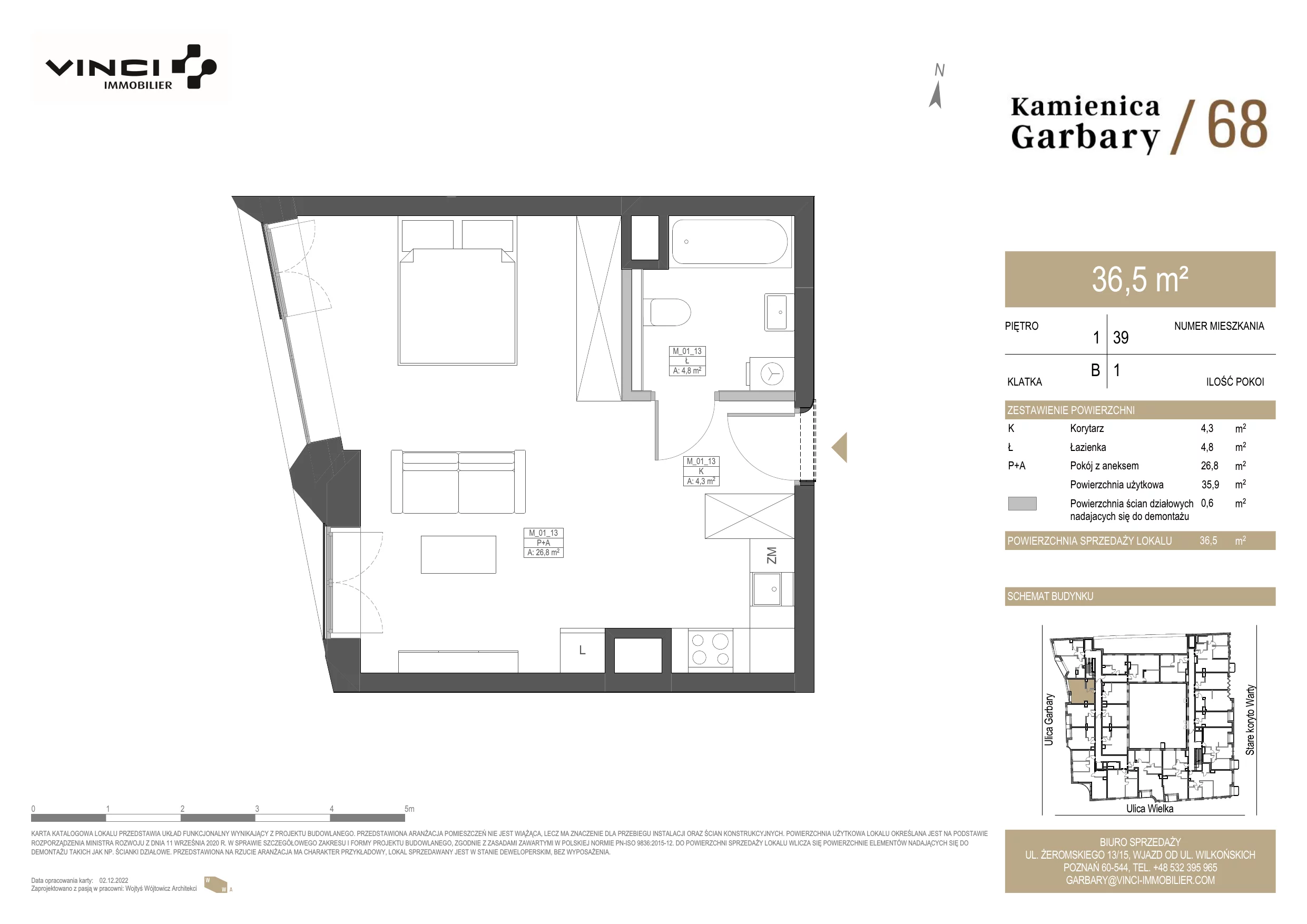 Apartament 36,35 m², piętro 1, oferta nr 39, Kamienica Garbary 68, Poznań, Stare Miasto, Garbary, ul. Garbary 68