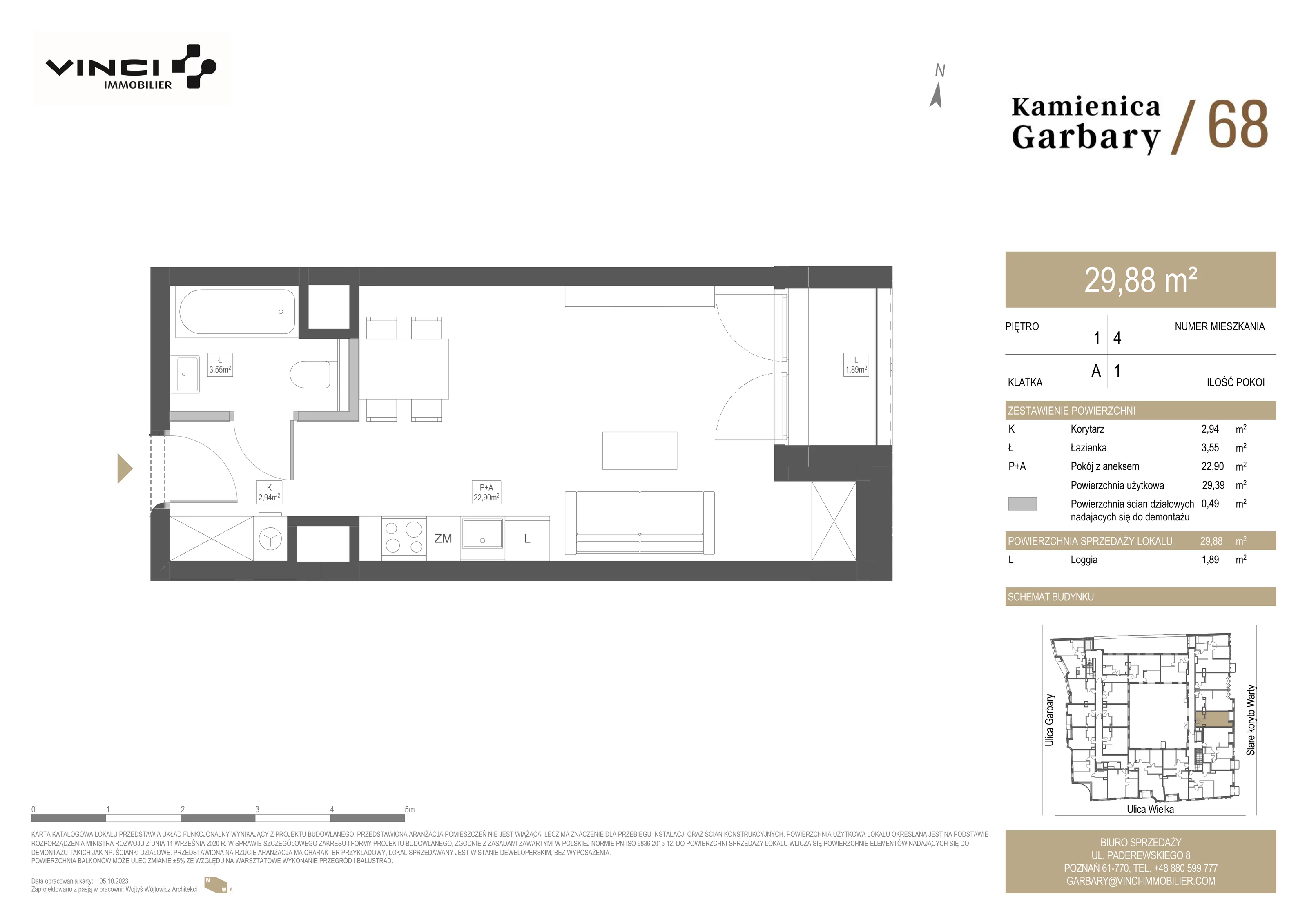1 pokój, apartament 29,90 m², piętro 1, oferta nr 4, Kamienica Garbary 68, Poznań, Stare Miasto, Garbary, ul. Garbary 68