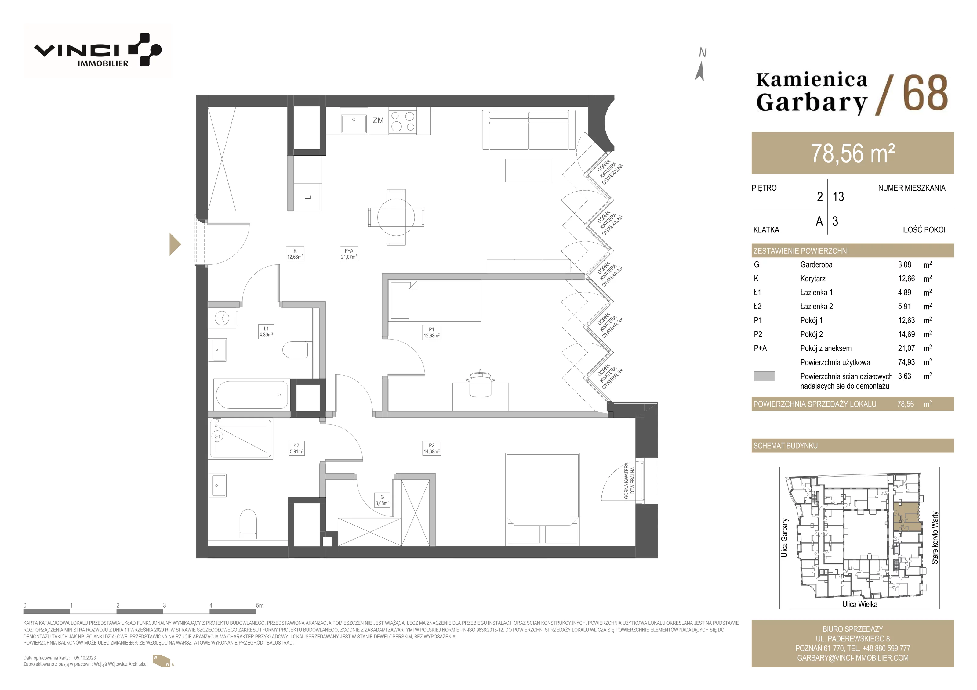 3 pokoje, apartament 78,54 m², piętro 2, oferta nr 13, Kamienica Garbary 68, Poznań, Stare Miasto, Garbary, ul. Garbary 68