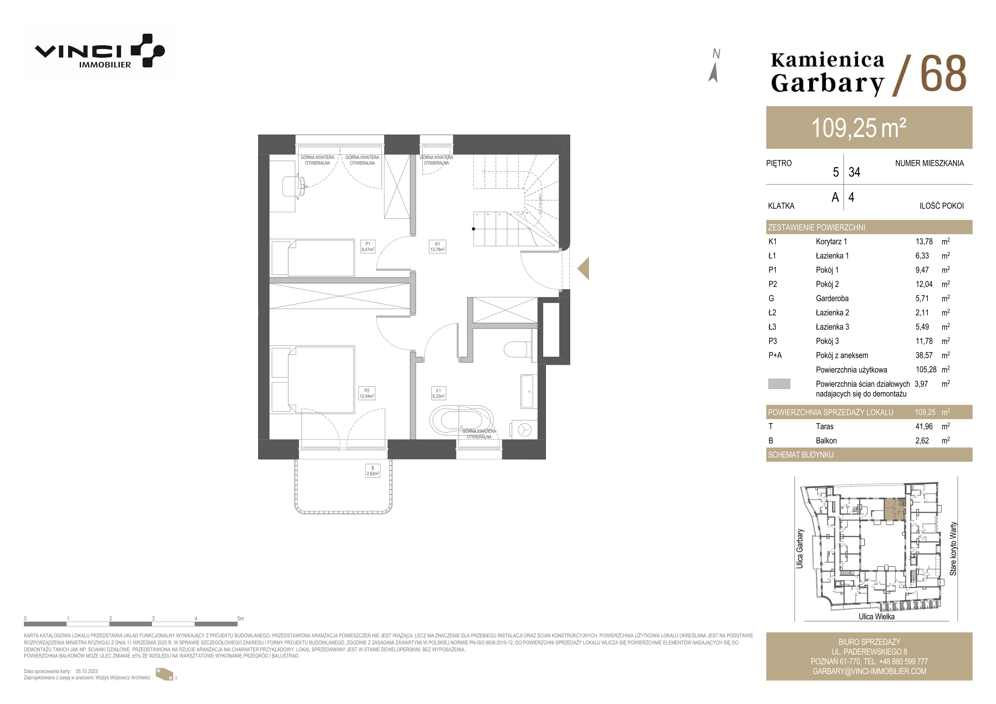 4 pokoje, apartament 109,30 m², piętro 5, oferta nr 34, Kamienica Garbary 68, Poznań, Stare Miasto, Garbary, ul. Garbary 68