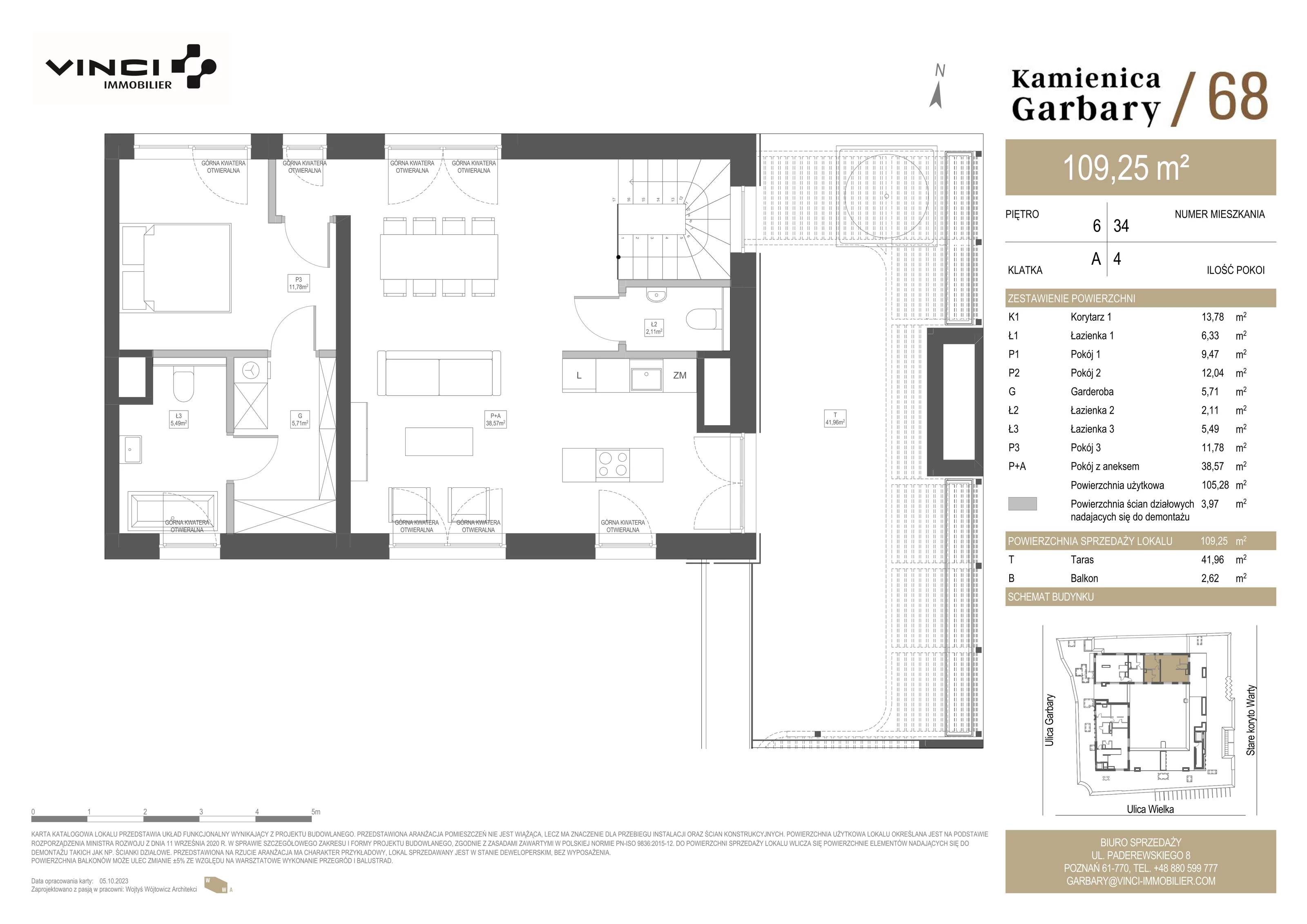 4 pokoje, apartament 109,30 m², piętro 5, oferta nr 34, Kamienica Garbary 68, Poznań, Stare Miasto, Garbary, ul. Garbary 68
