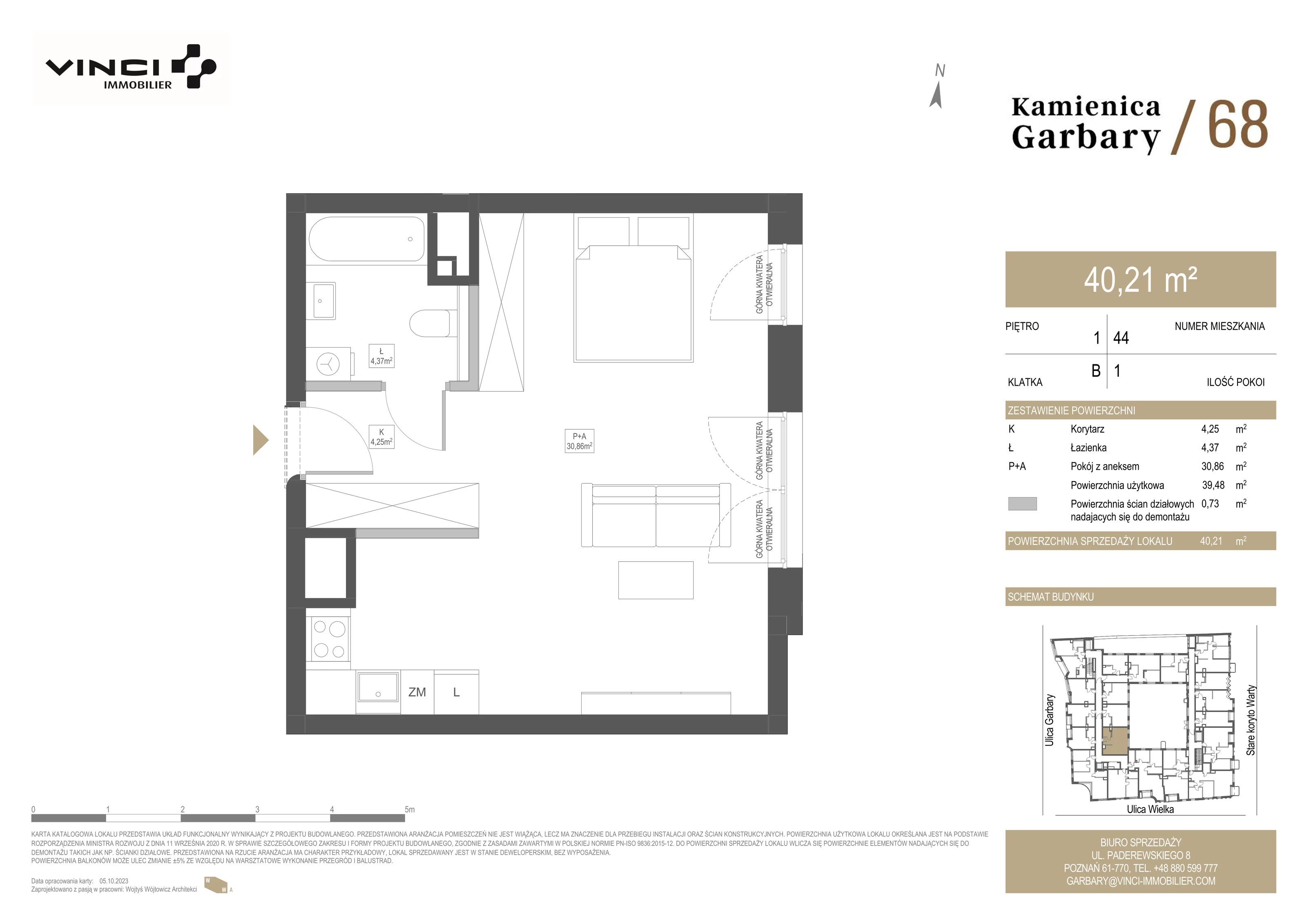 1 pokój, apartament 40,21 m², piętro 1, oferta nr 44, Kamienica Garbary 68, Poznań, Stare Miasto, Garbary, ul. Garbary 68
