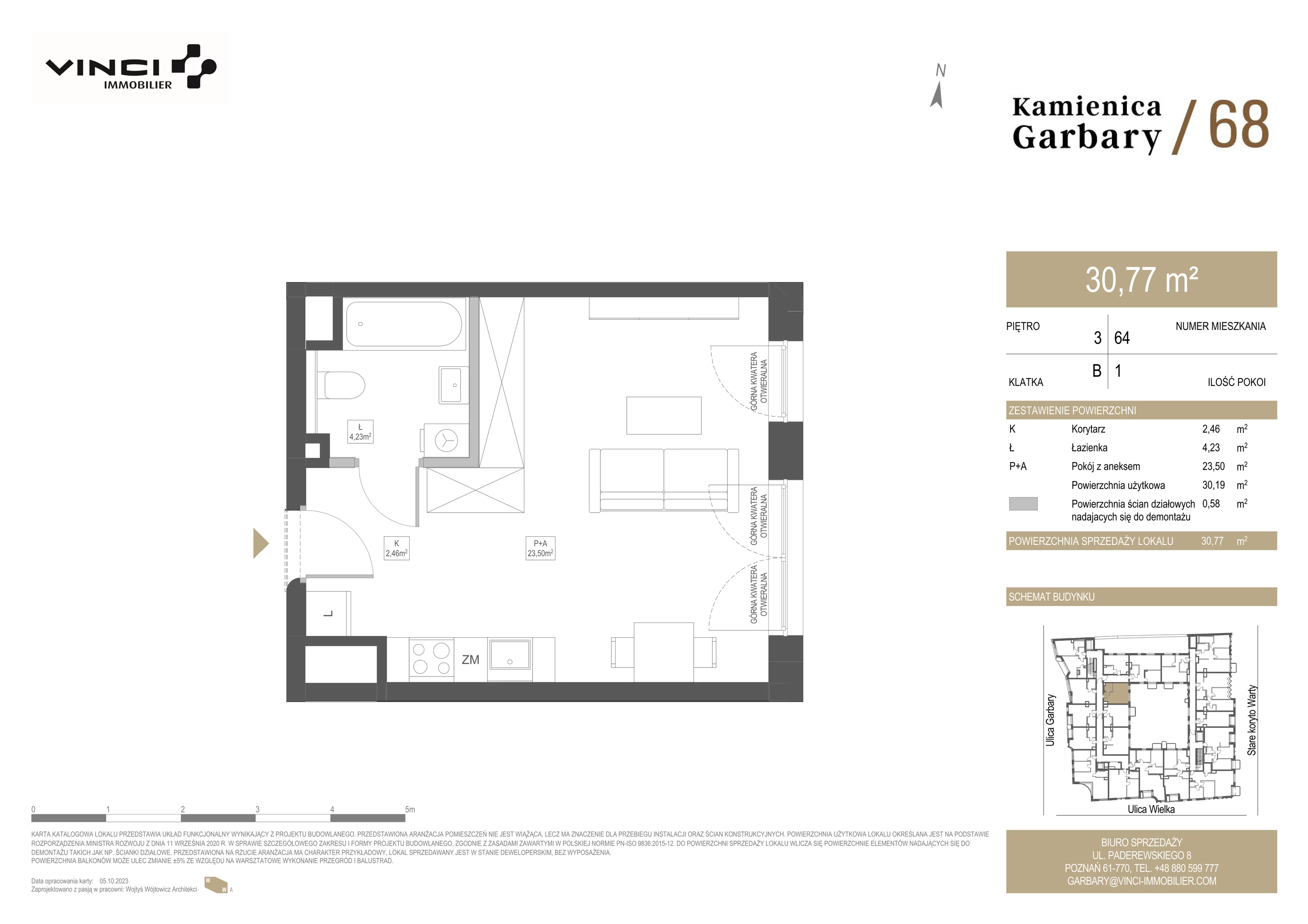 1 pokój, mieszkanie 30,77 m², piętro 3, oferta nr 64, Kamienica Garbary 68, Poznań, Stare Miasto, Garbary, ul. Garbary 68