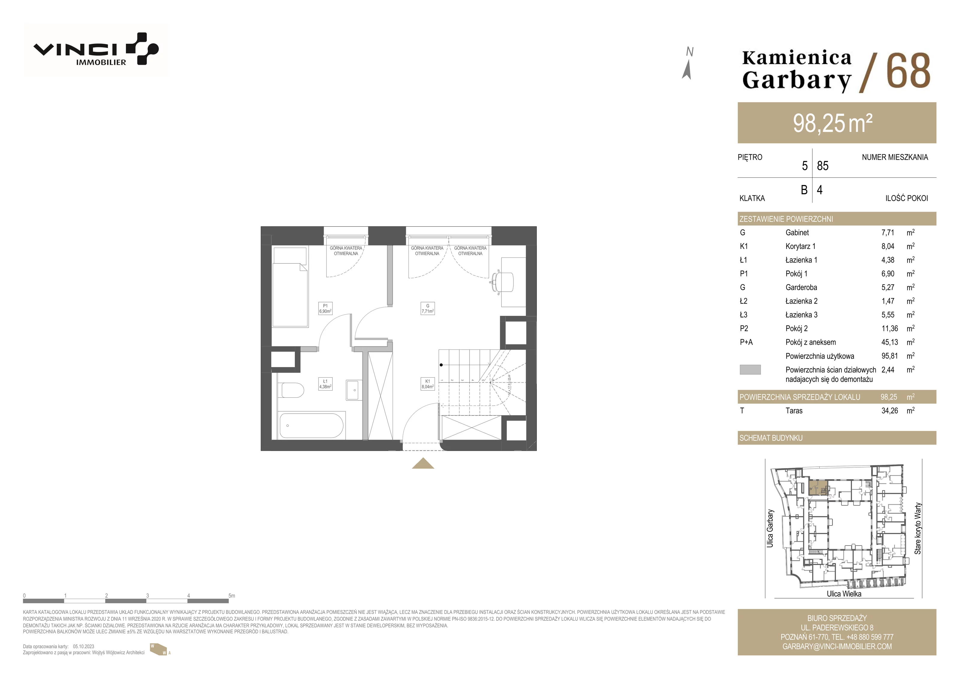 4 pokoje, apartament 98,25 m², piętro 5, oferta nr 85, Kamienica Garbary 68, Poznań, Stare Miasto, Garbary, ul. Garbary 68
