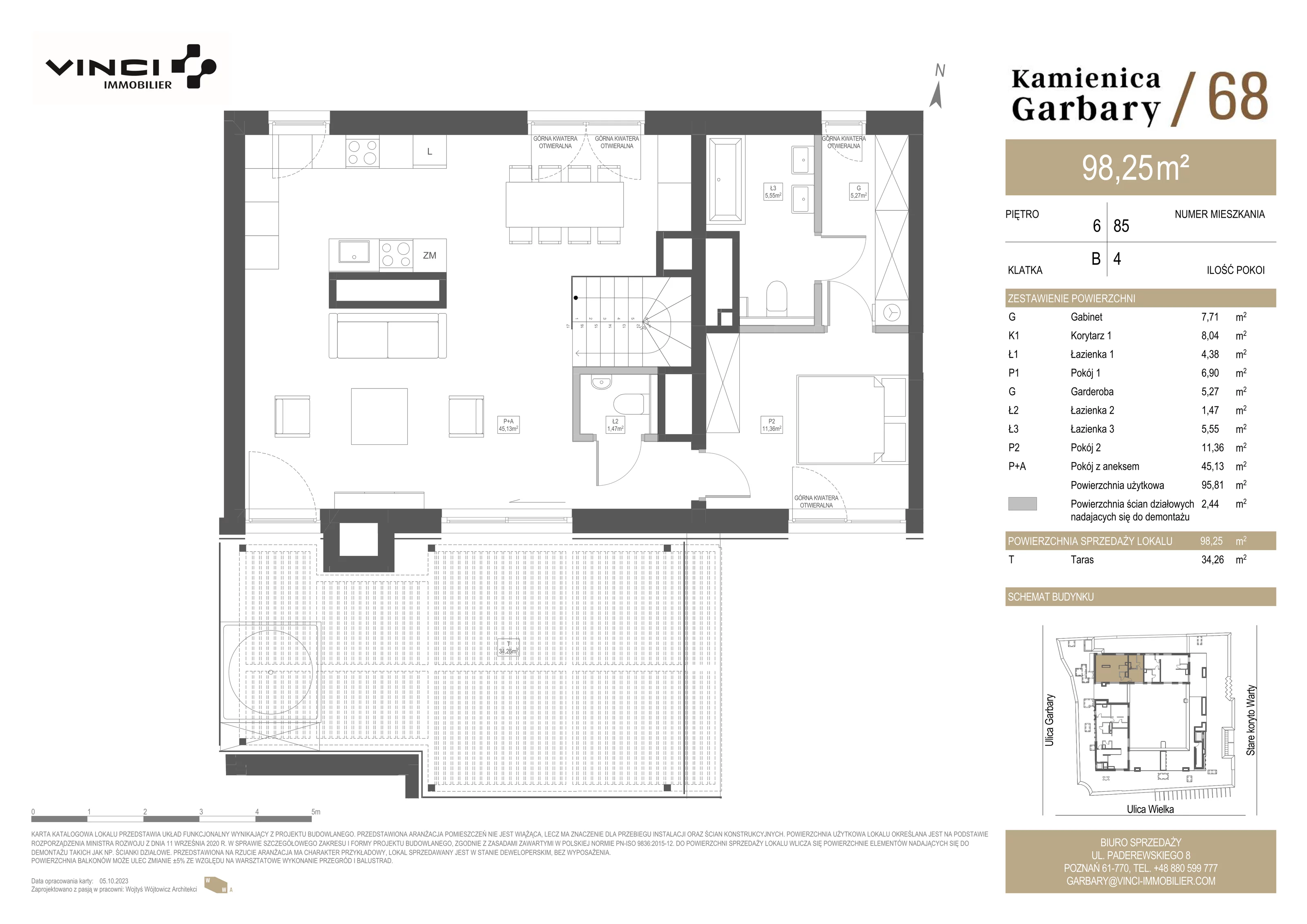 4 pokoje, apartament 98,25 m², piętro 5, oferta nr 85, Kamienica Garbary 68, Poznań, Stare Miasto, Garbary, ul. Garbary 68