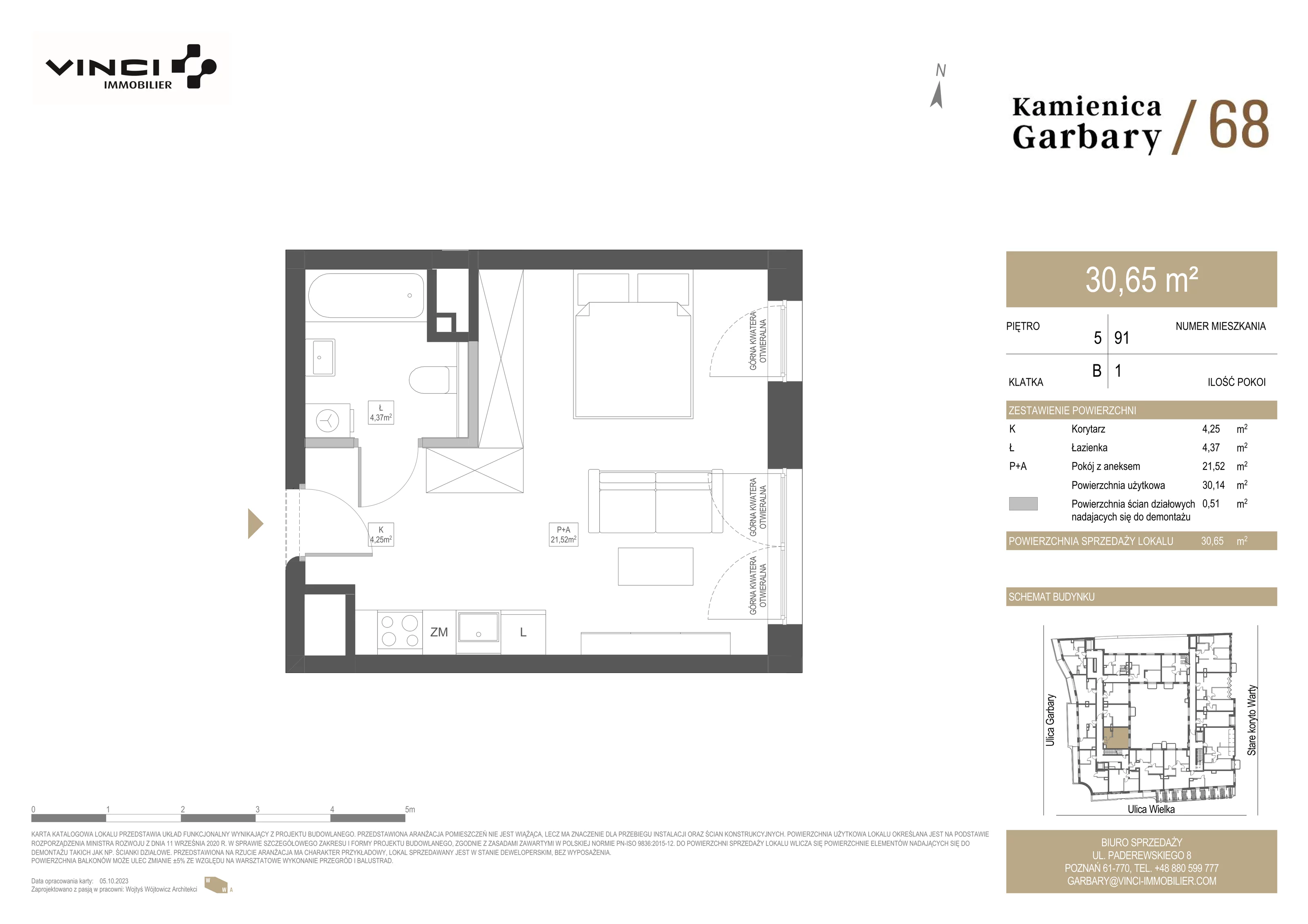1 pokój, mieszkanie 30,65 m², piętro 5, oferta nr 91, Kamienica Garbary 68, Poznań, Stare Miasto, Garbary, ul. Garbary 68