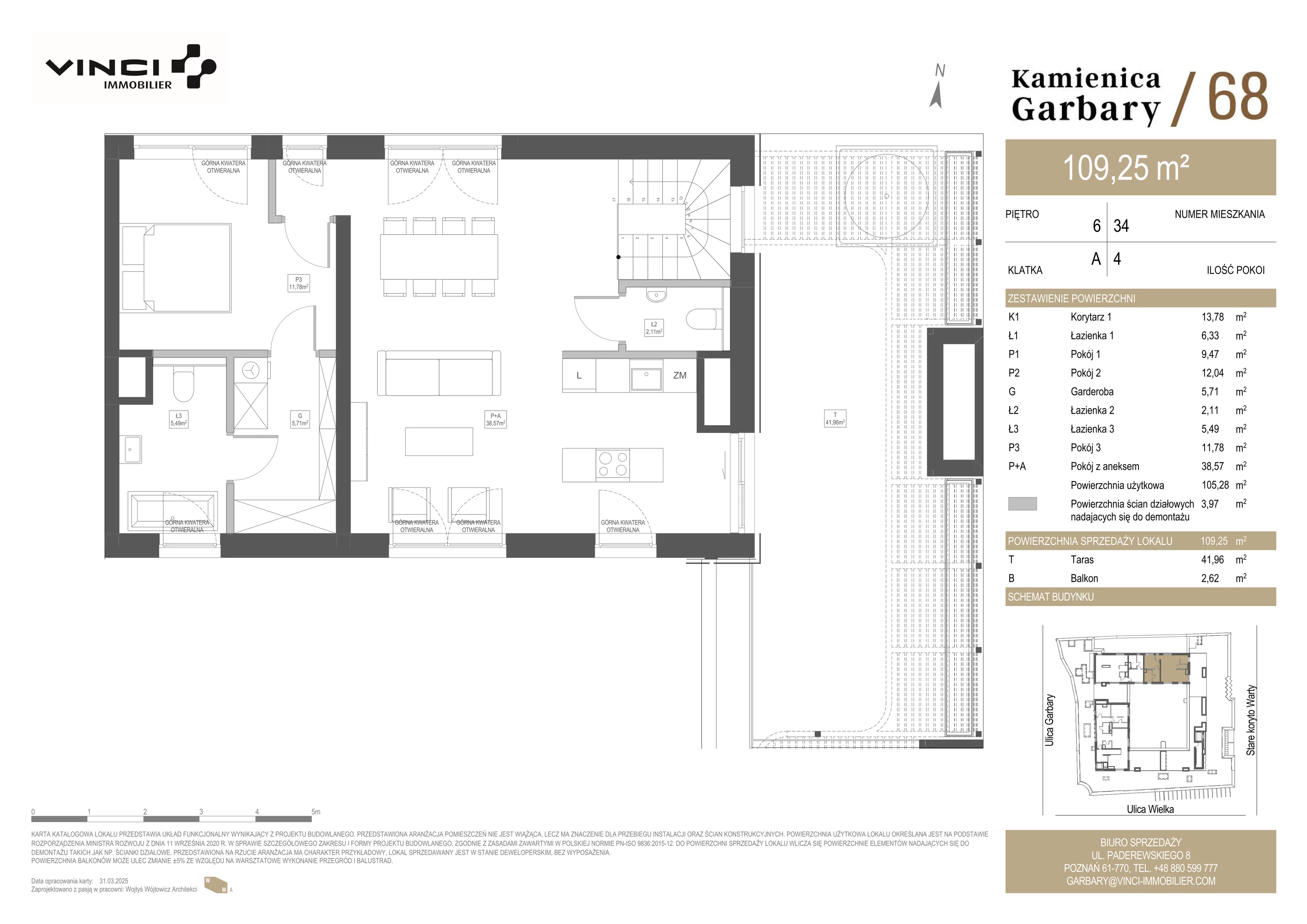 4 pokoje, apartament 109,30 m², piętro 5, oferta nr 34, Kamienica Garbary 68, Poznań, Stare Miasto, Garbary, ul. Garbary 68