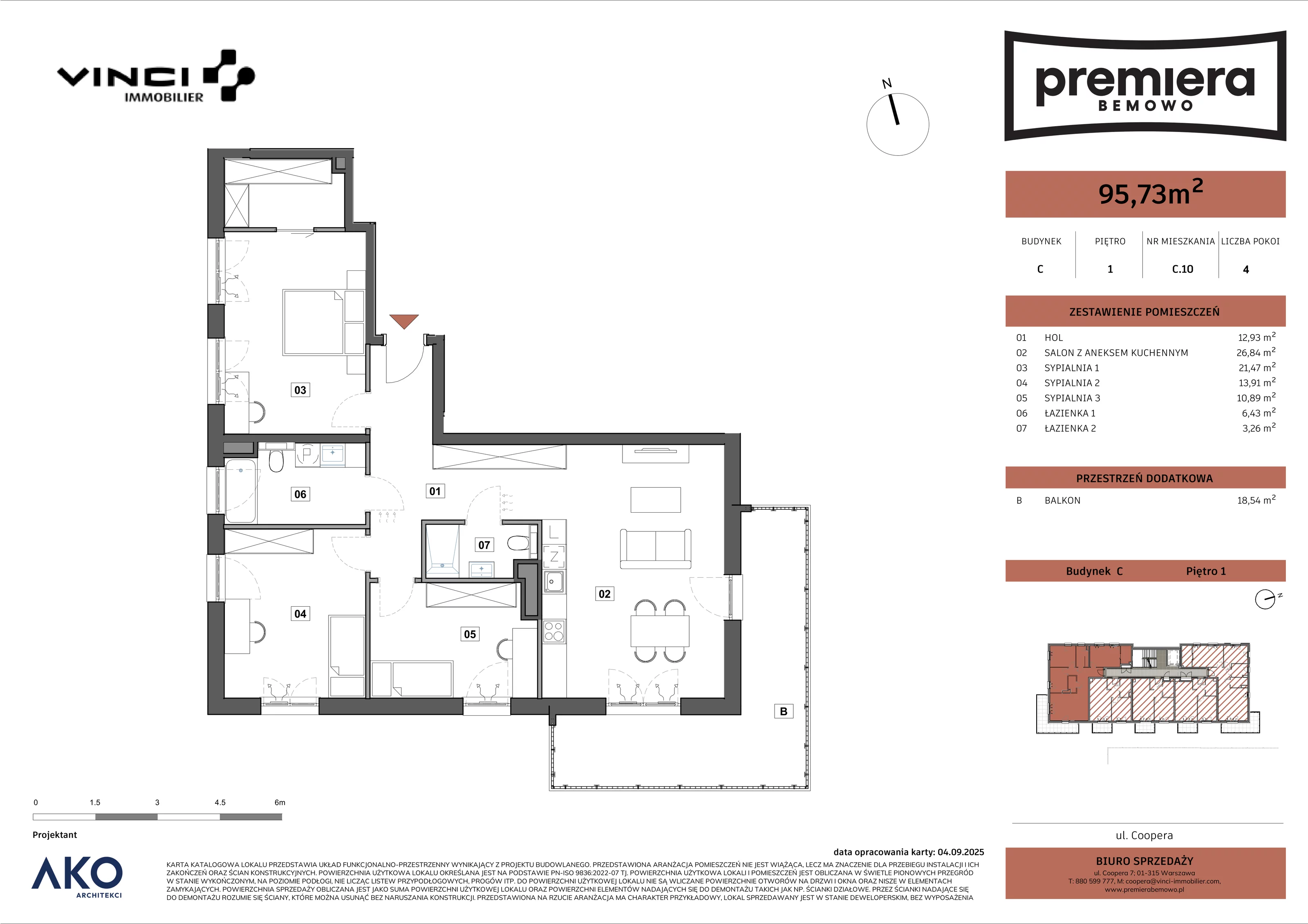 4 pokoje, mieszkanie 95,73 m², piętro 1, oferta nr C.10, Premiera Bemowo, Warszawa, Bemowo, Chrzanów, u. Coopera 5-7
