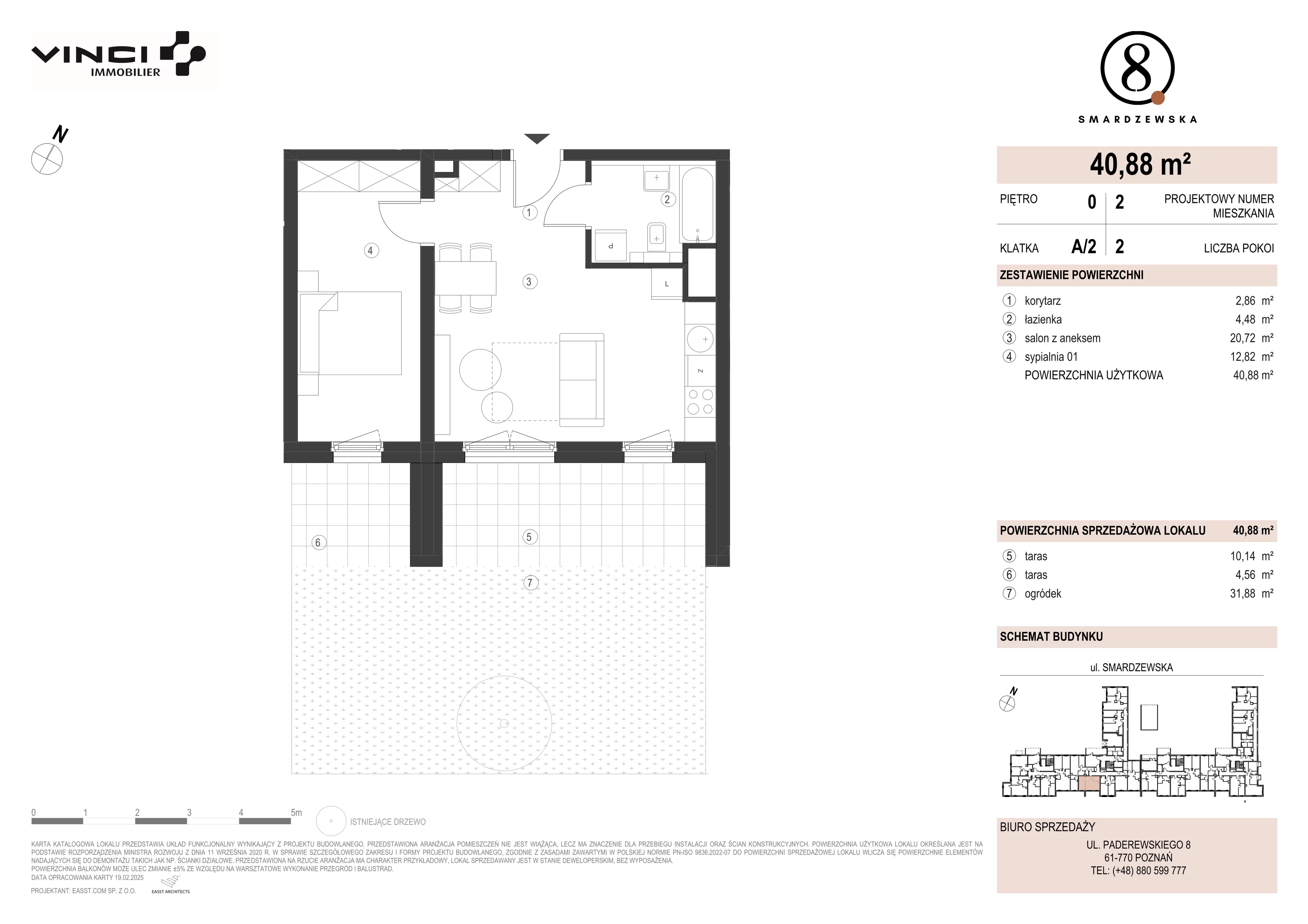 2 pokoje, apartament 40,88 m², parter, oferta nr A/2/0.2, Smardzewska 8, Poznań, Grunwald, Grunwald Południe, ul. Smardzewska 8