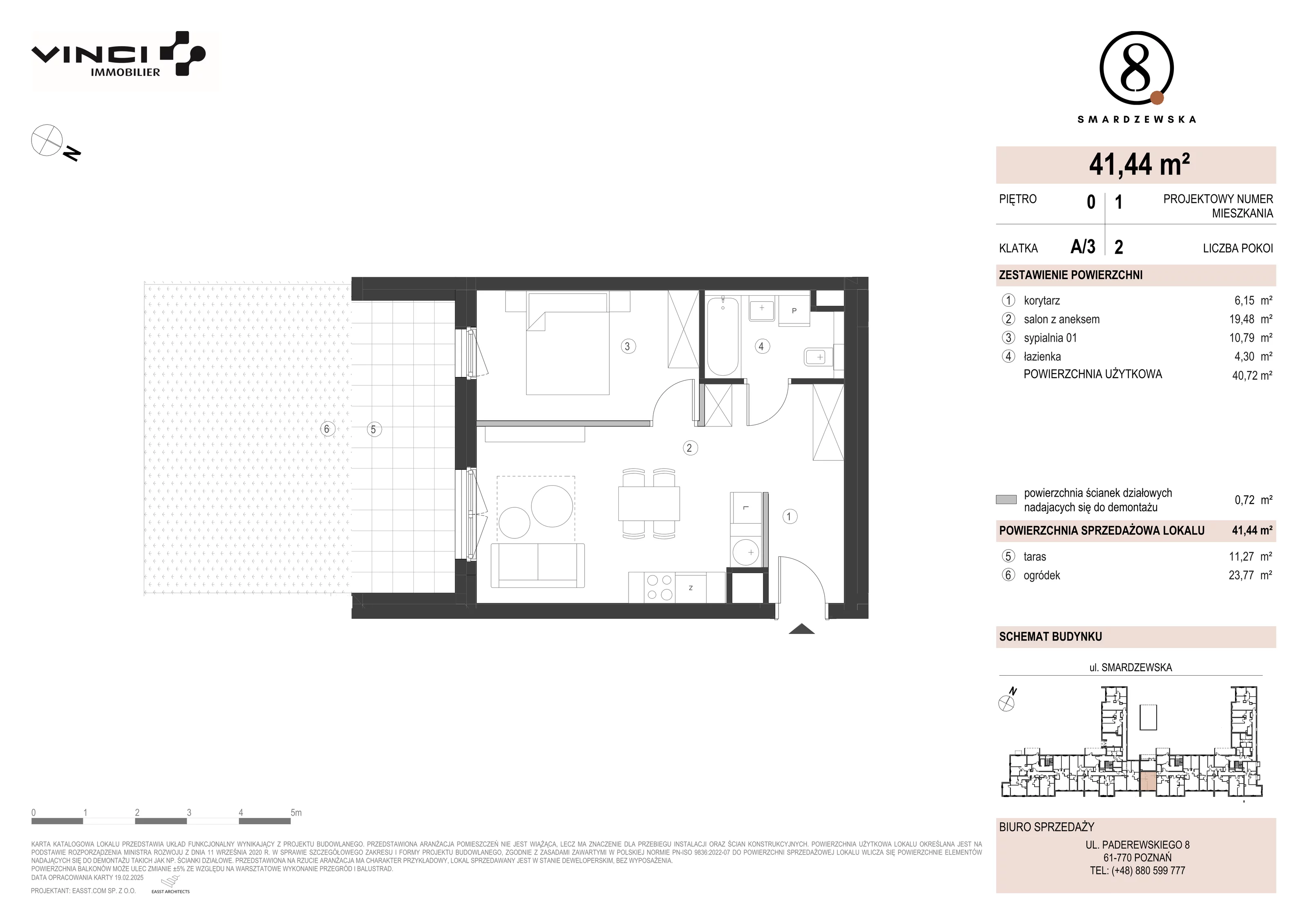 2 pokoje, apartament 40,72 m², parter, oferta nr A/3/0.1, Smardzewska 8, Poznań, Grunwald, Grunwald Południe, ul. Smardzewska 8