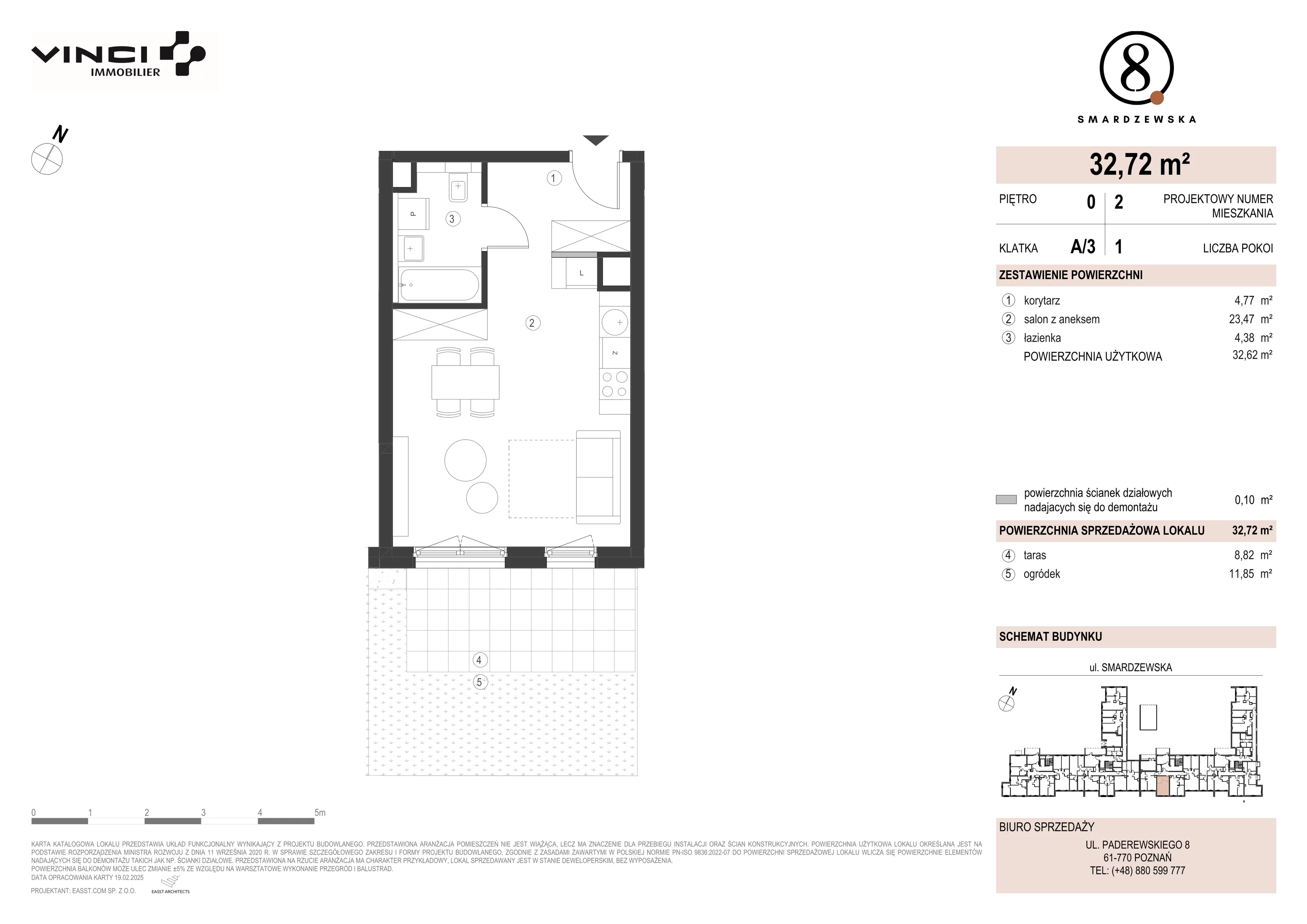 1 pokój, apartament 32,62 m², parter, oferta nr A/3/0.2, Smardzewska 8, Poznań, Grunwald, Grunwald Południe, ul. Smardzewska 8