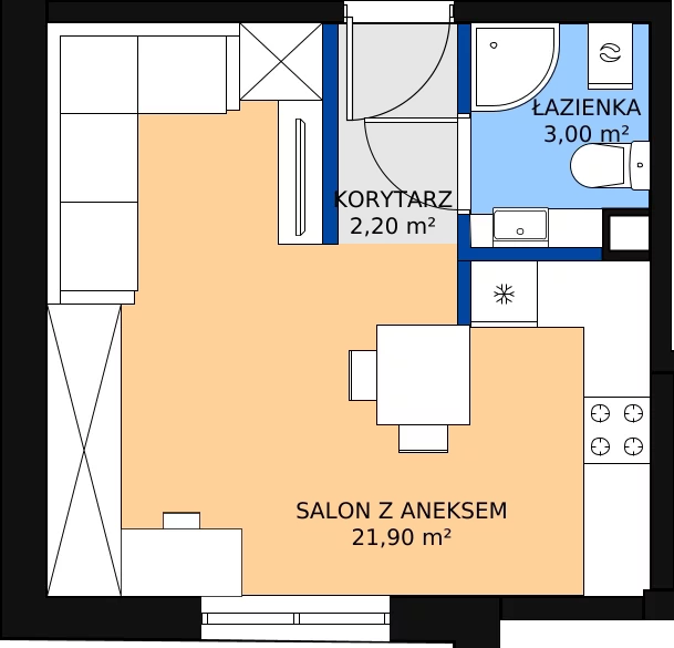 Zalety mieszkania 27.1 m², 1