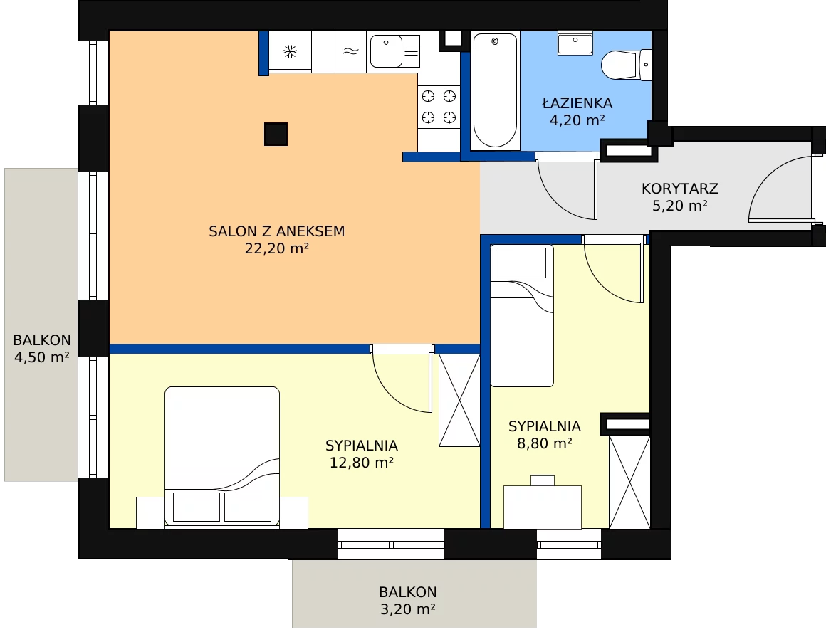 Zalety mieszkania 53.2 m², 2