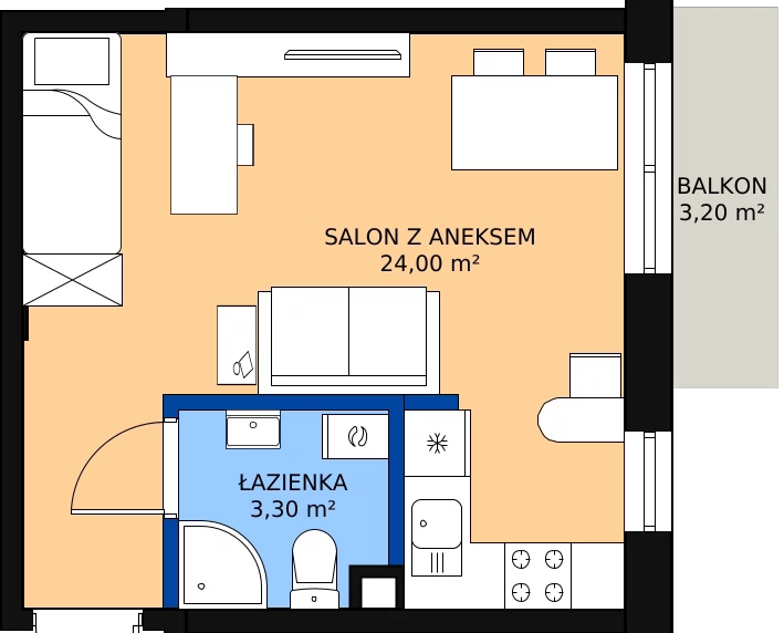 Zalety mieszkania 27.3 m², 4