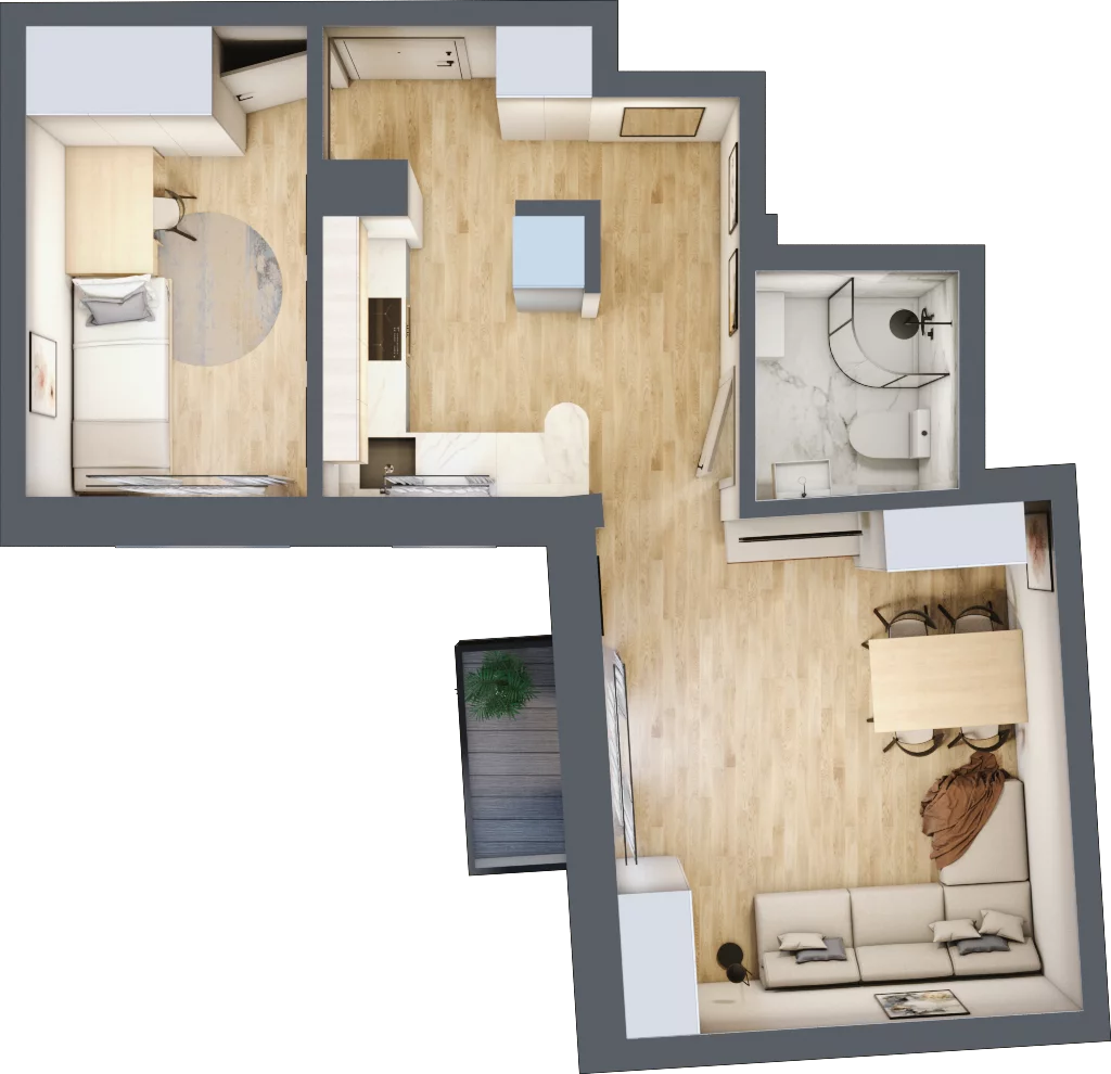 2 pokoje, mieszkanie 41,10 m², piętro 1, oferta nr 5, Kamienica przy ul. Starodomaszowskiej, Kielce, Centrum, ul. Starodomaszowska 38