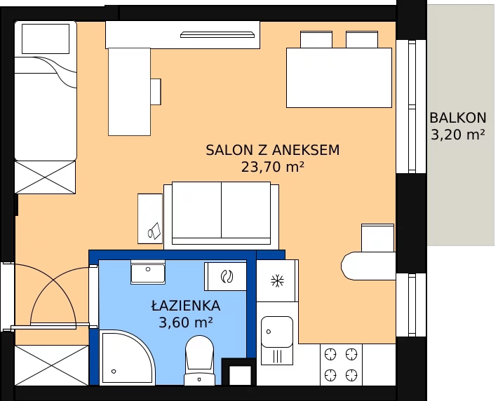 Zalety mieszkania 27.3 m², 10