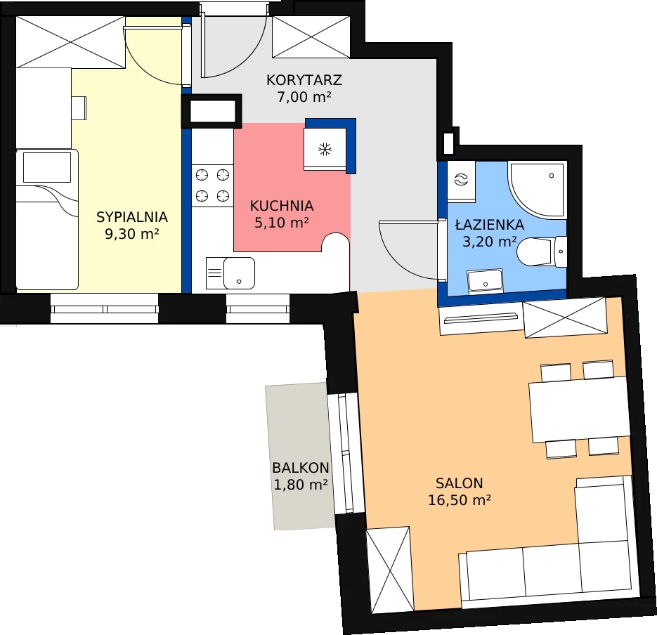 Zalety mieszkania 41.1 m², 11