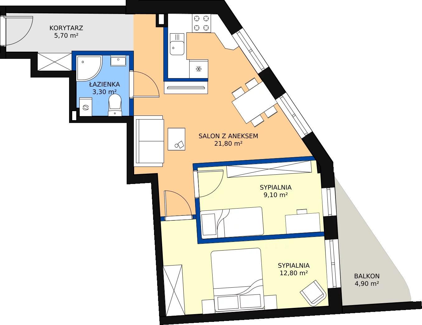Zalety mieszkania 52.7 m², 12