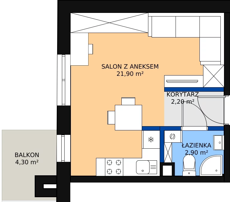 Zalety mieszkania 27 m², 14