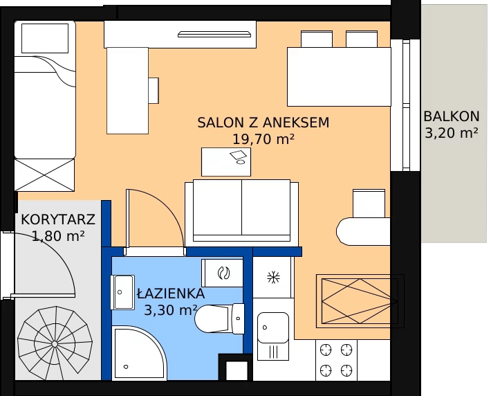 Zalety mieszkania 46.1 m², 22