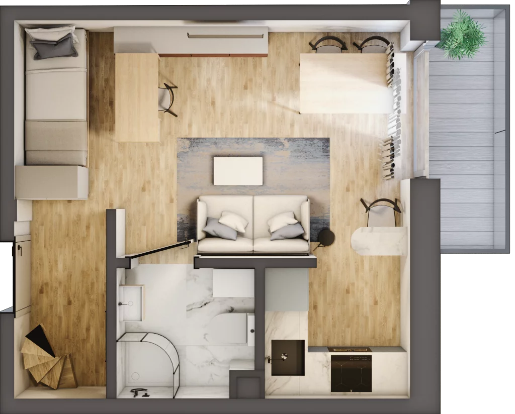 2 pokoje, mieszkanie 46,10 m², piętro 4, oferta nr 22, Kamienica przy ul. Starodomaszowskiej, Kielce, Centrum, ul. Starodomaszowska 38