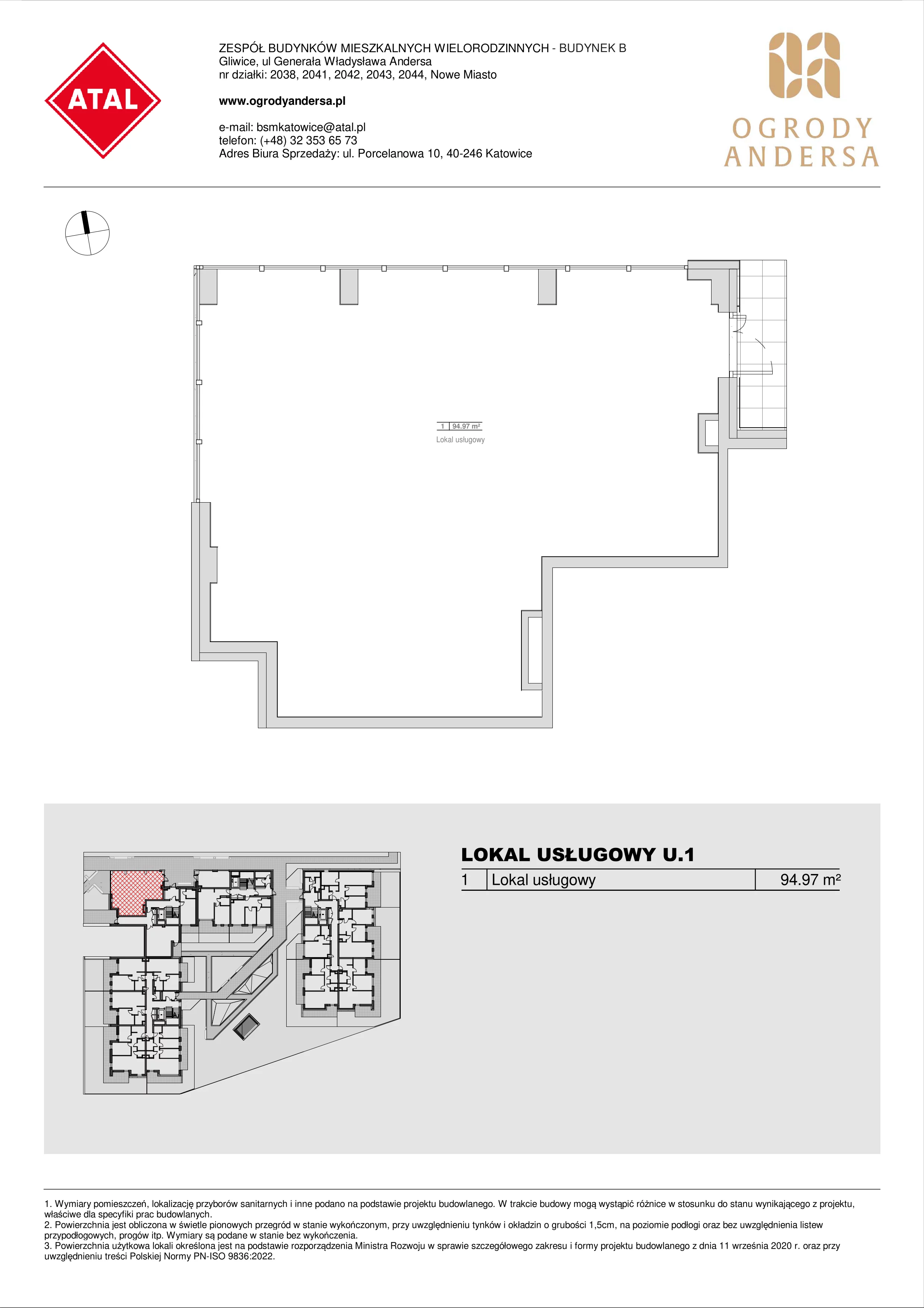 Lokal użytkowy 94,97 m², oferta nr 7.00.BU1, Ogrody Andersa II - lokale użytkowe, Gliwice, Wojska Polskiego, ul. Generała Władysława Andersa