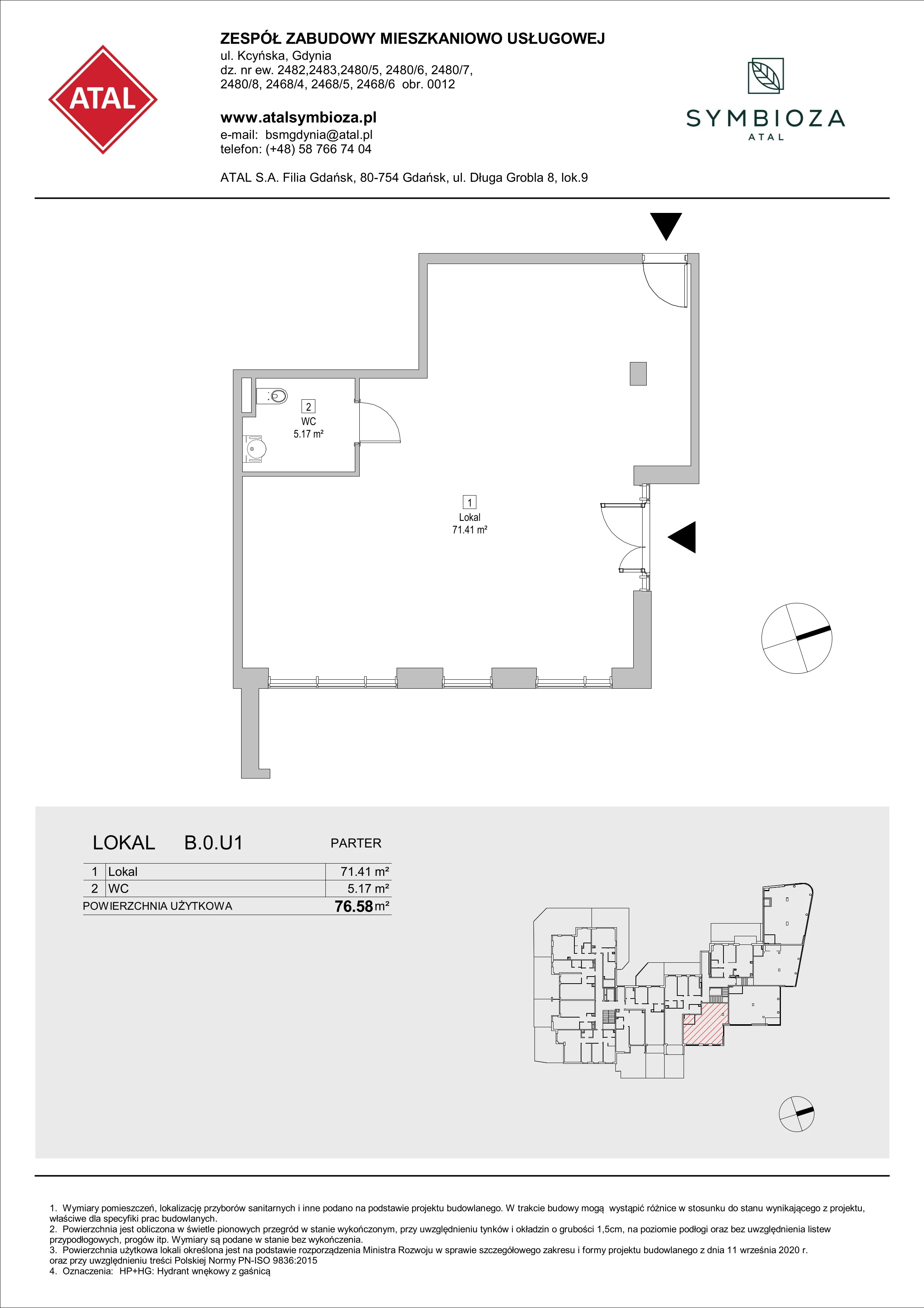 Lokal użytkowy 76,58 m², oferta nr B.0.U1, ATAL Symbioza IB - lokale użytkowe, Gdynia, Cisowa, ul. Kcyńska