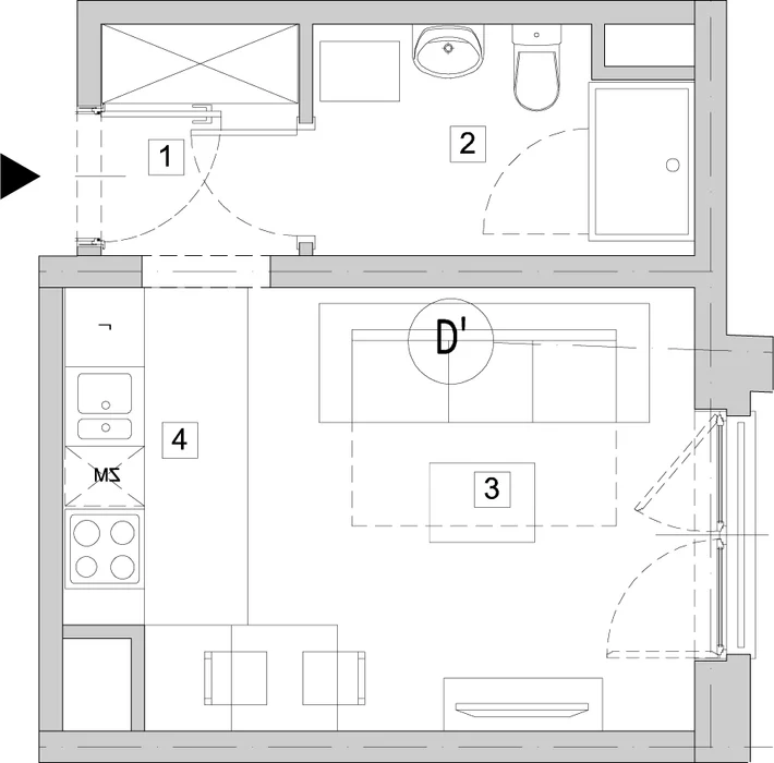 Apartament 22,50 m², piętro 1, oferta nr E2-1-H3, ATAL City Square - apartamenty inwestycyjne, Wrocław, Przedmieście Oławskie, Krzyki, ul. gen. Kazimierza Pułaskiego