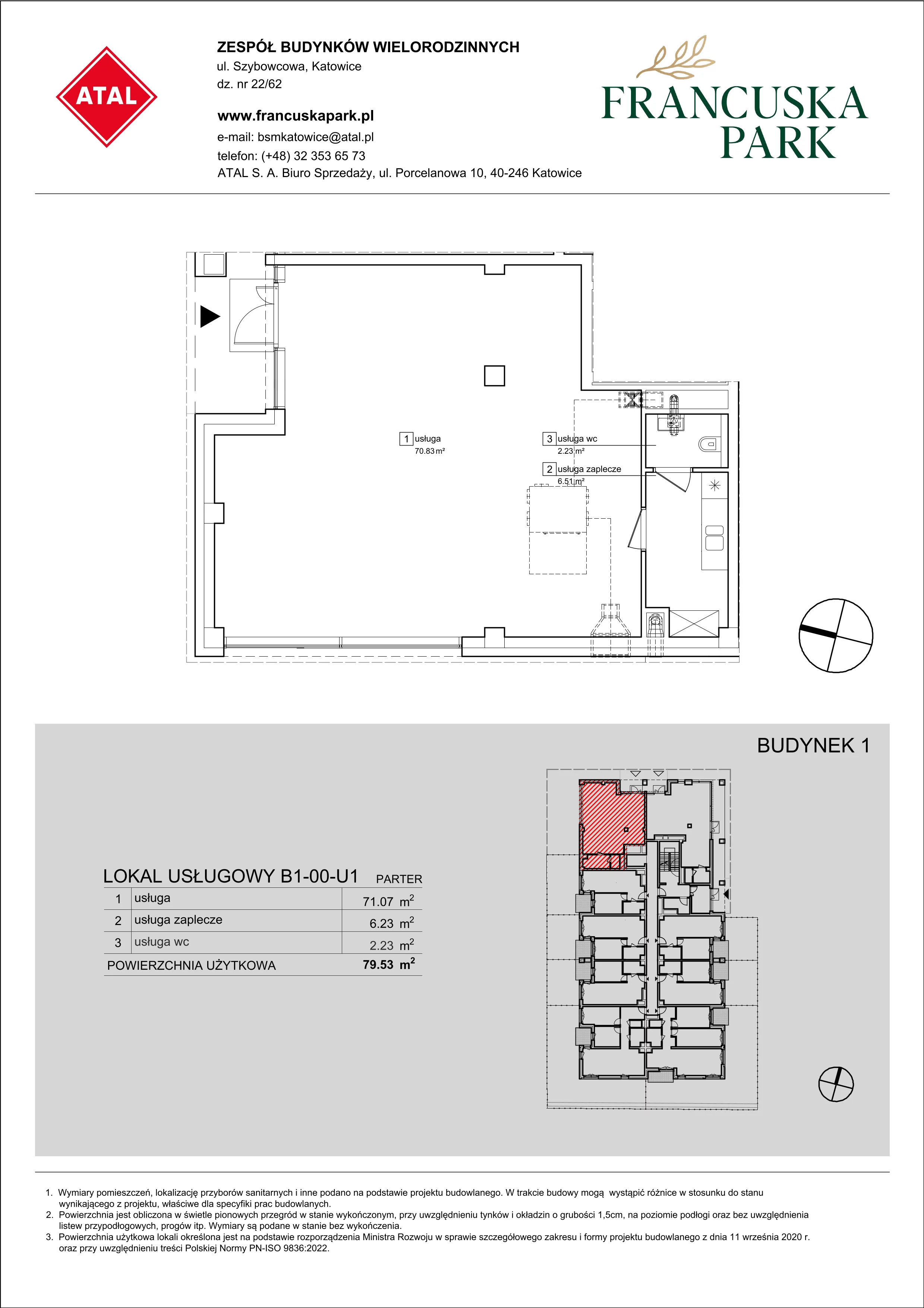 Lokal użytkowy 79,53 m², oferta nr B1-00-U1, Francuska Park IX - lokale użytkowe, Katowice, Osiedle Paderewskiego-Muchowiec, Muchowiec, ul. Szybowcowa