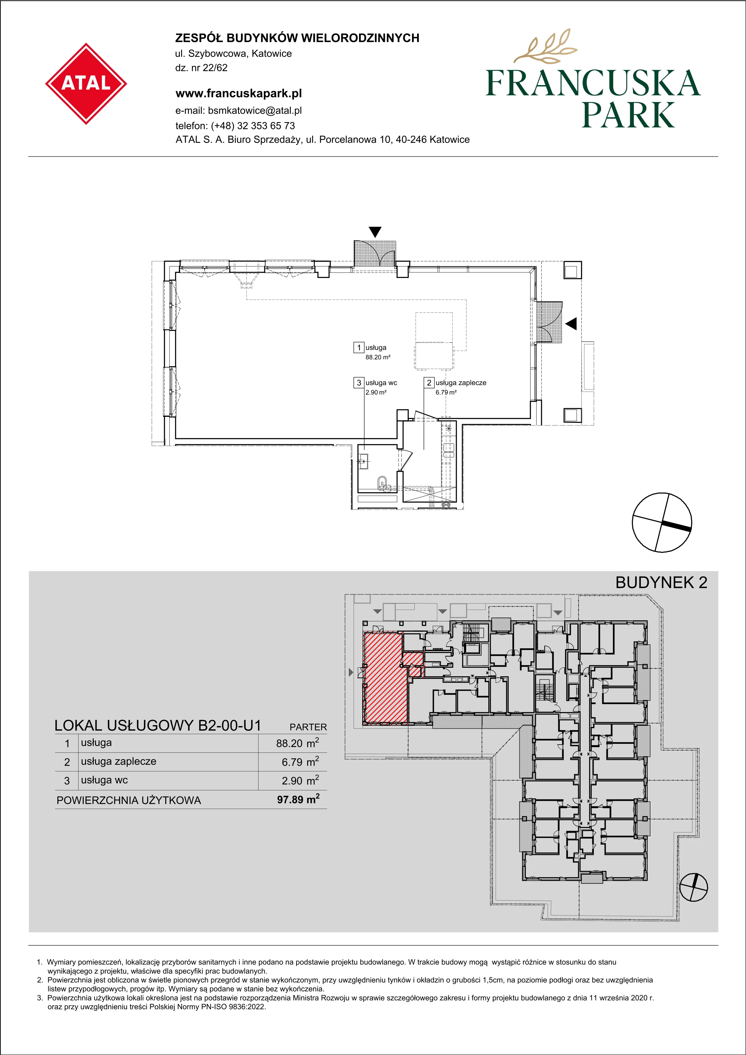 Lokal użytkowy 97,89 m², oferta nr B2-00-U1, Francuska Park IX - lokale użytkowe, Katowice, Osiedle Paderewskiego-Muchowiec, Muchowiec, ul. Szybowcowa