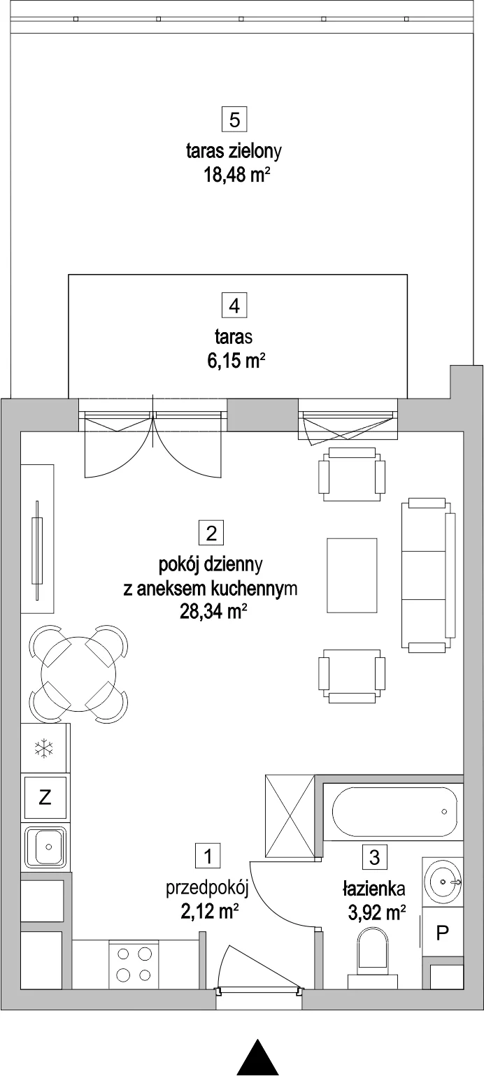 Mieszkanie 34,28 m², parter, oferta nr 4.1.6, Osiedle Przyjemne - etap II, Gdańsk, Jasień, ul. Flisykowskiego