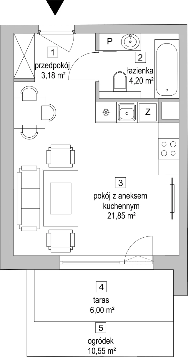 Mieszkanie 29,29 m², parter, oferta nr 5.2.8, Osiedle Przyjemne - etap II, Gdańsk, Jasień, ul. Flisykowskiego