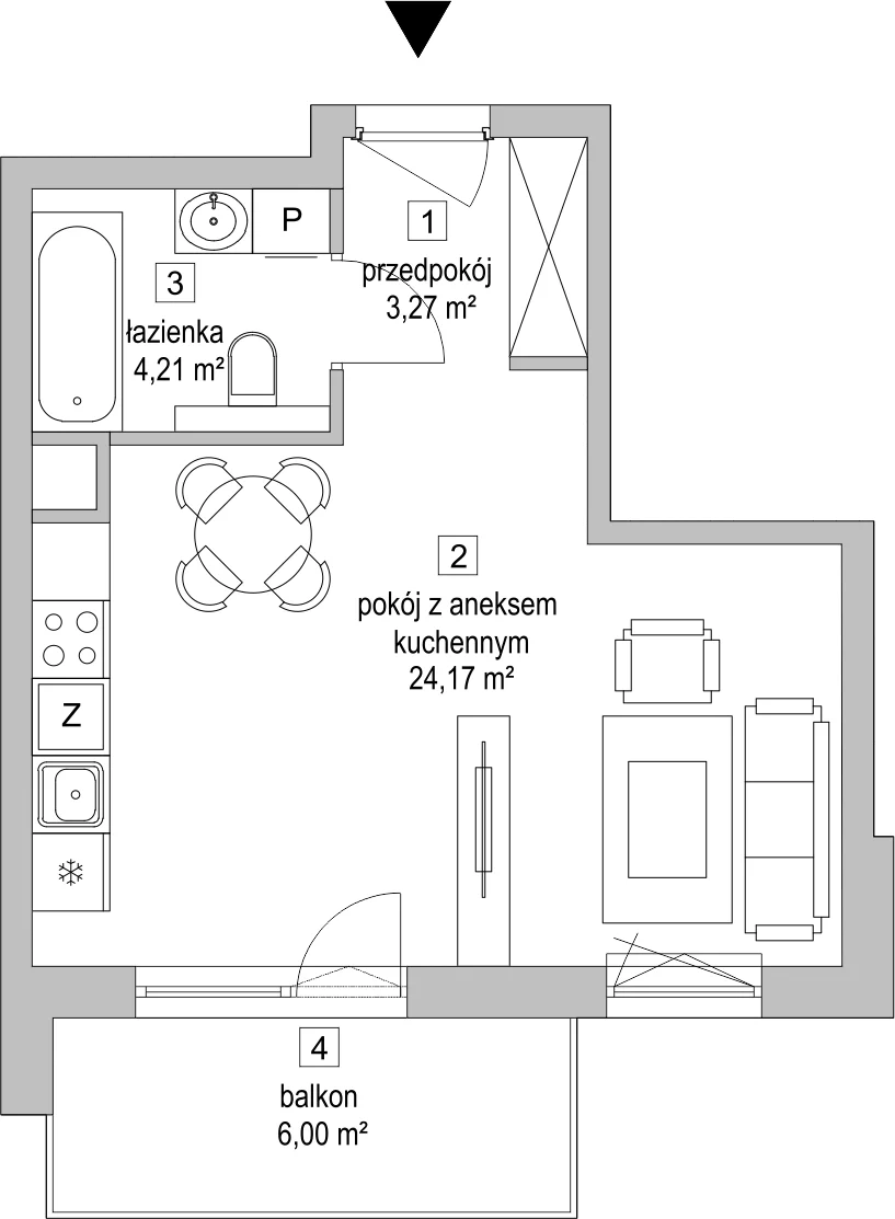 Mieszkanie 31,69 m², piętro 2, oferta nr 5.4.1, Osiedle Przyjemne - etap II, Gdańsk, Jasień, ul. Flisykowskiego