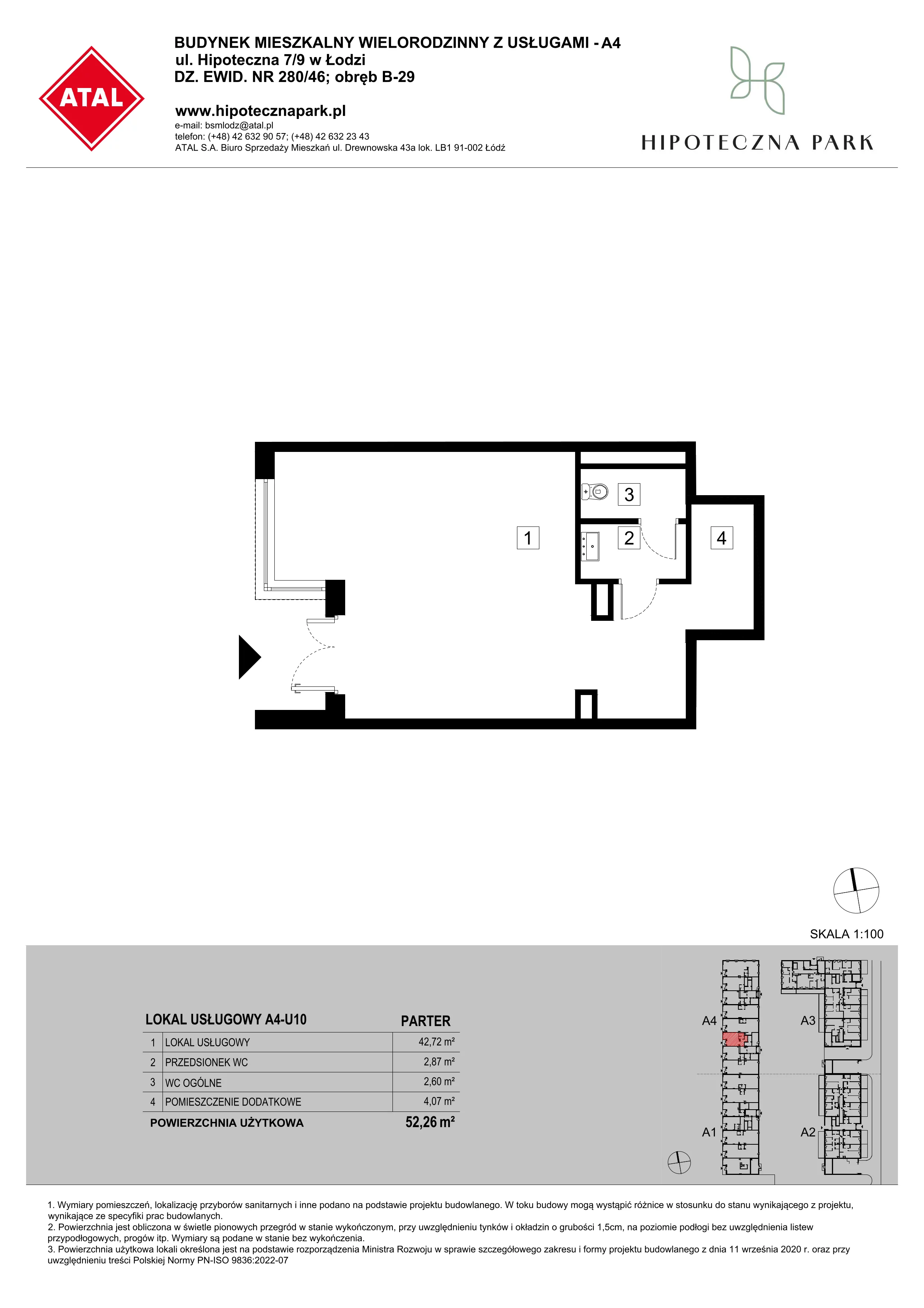 Lokal użytkowy 52,26 m², oferta nr U10, Hipoteczna Park - lokale użytkowe, Łódź, Bałuty, ul. Hipoteczna