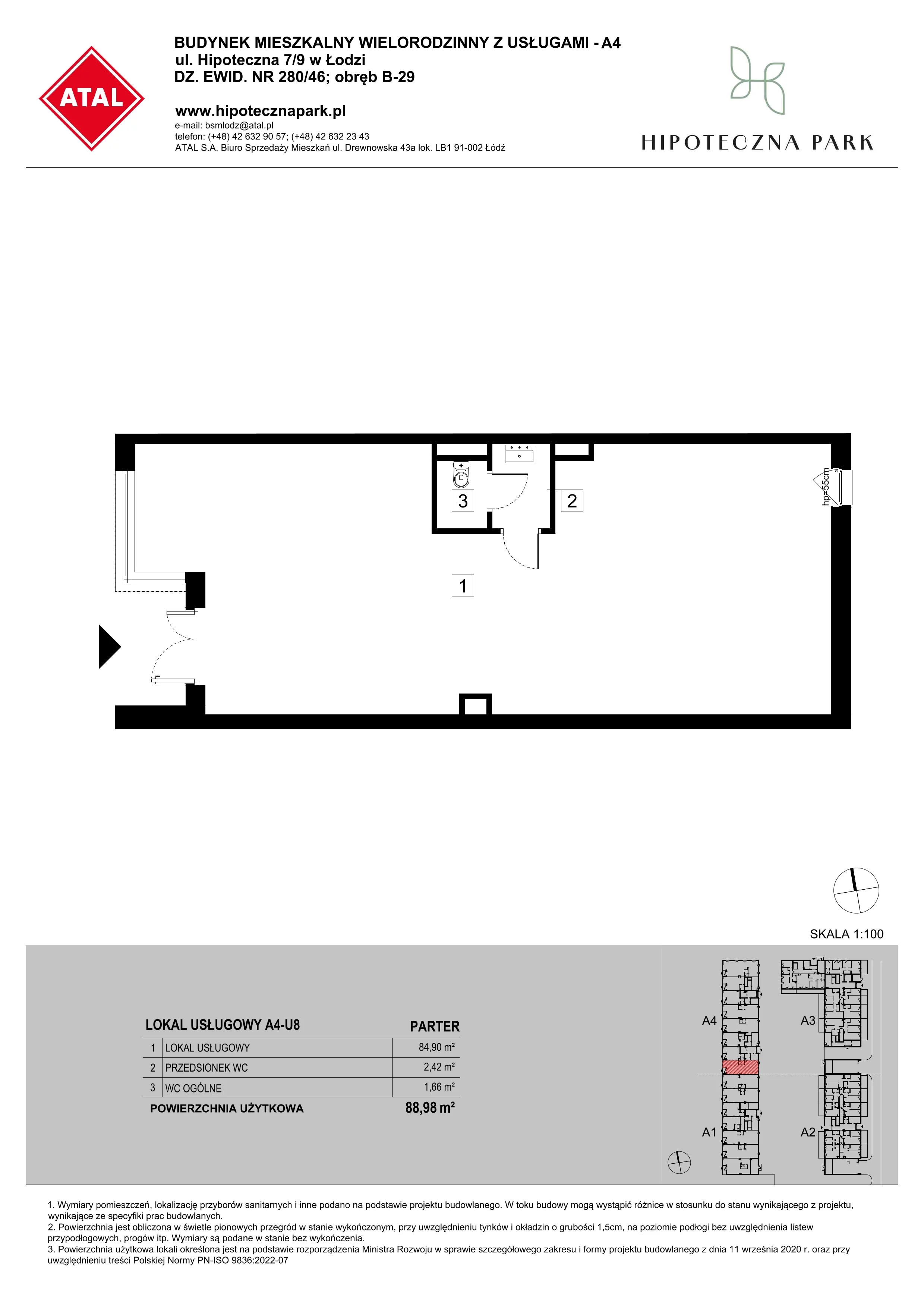 Lokal użytkowy 88,98 m², oferta nr U8, Hipoteczna Park - lokale użytkowe, Łódź, Bałuty, ul. Hipoteczna