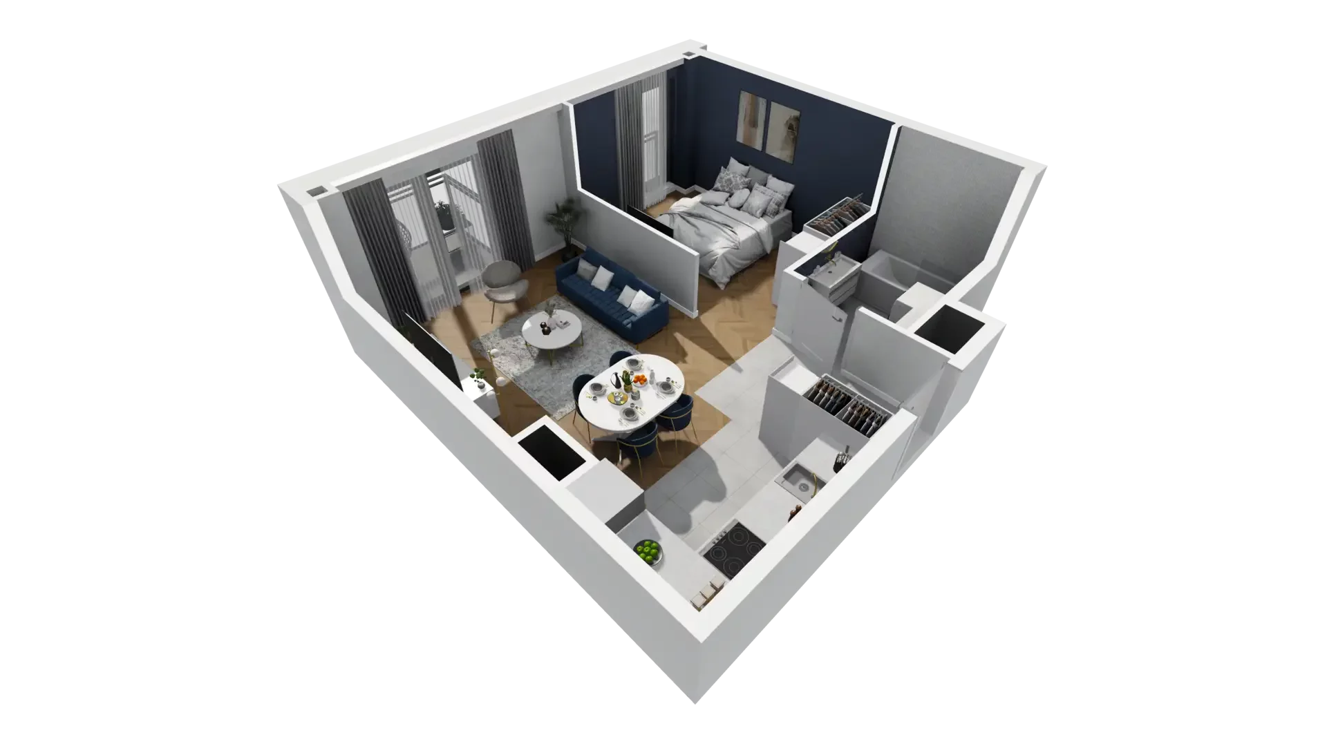1 pokój, mieszkanie 43,39 m², piętro 1, oferta nr A1.1.1, ATAL Grabiszyn, Wrocław, Gajowice, Fabryczna, ul. Grochowa