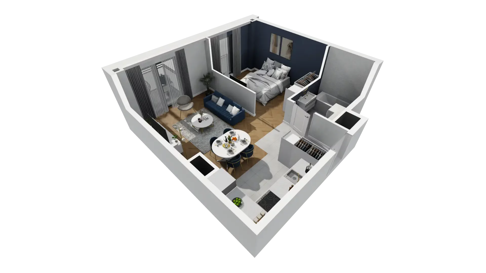 1 pokój, mieszkanie 43,39 m², piętro 5, oferta nr A1.5.44, ATAL Grabiszyn, Wrocław, Gajowice, Fabryczna, ul. Grochowa