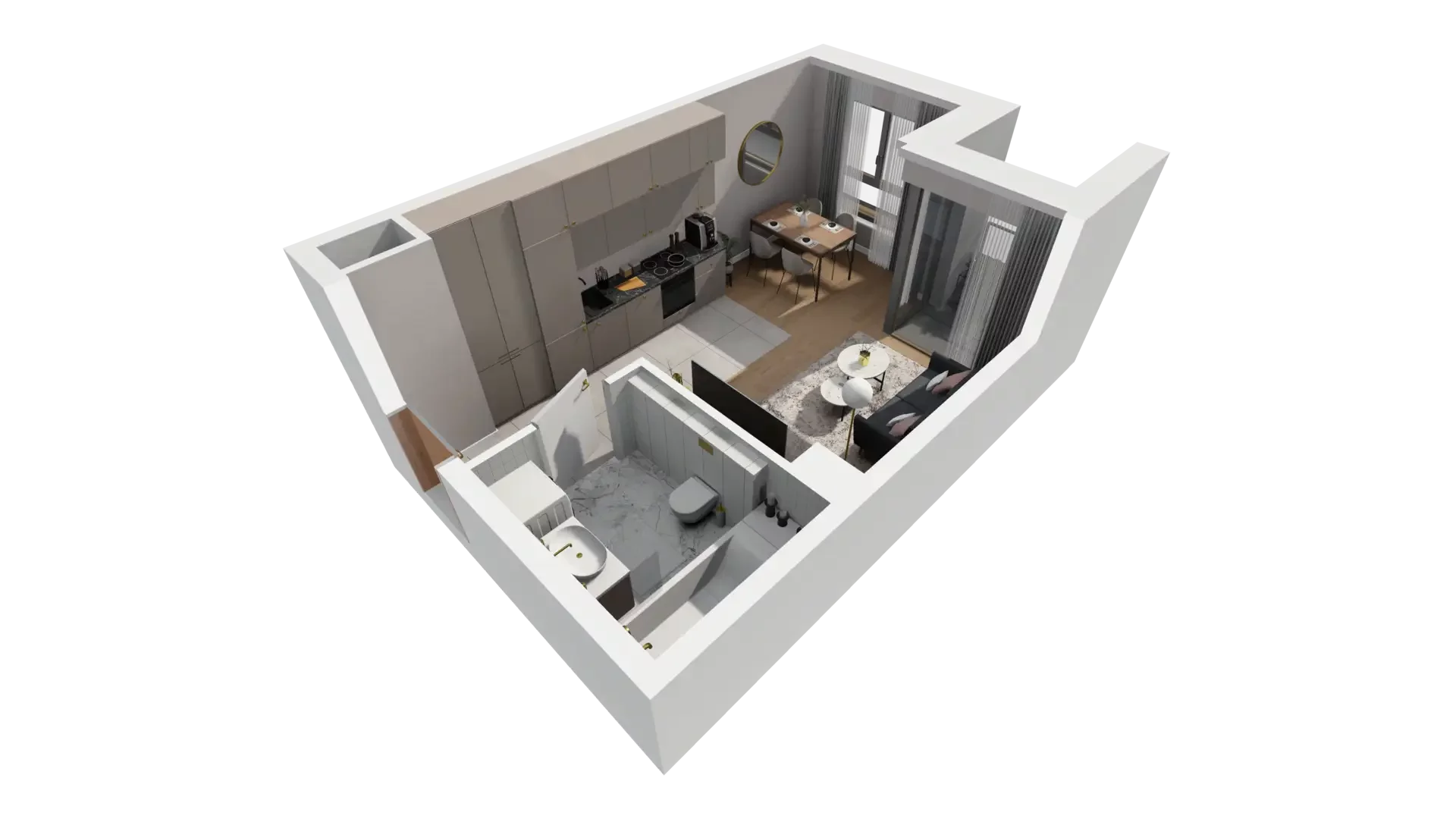 1 pokój, mieszkanie 27,78 m², piętro 1, oferta nr D.1.4, ATAL Parkowa, Poznań, Nowe Miasto, Osiedle Warszawskie, ul. Mogileńska