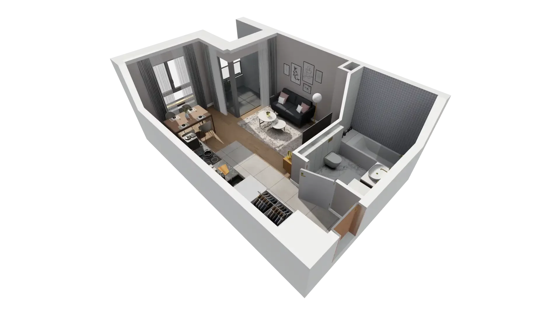 1 pokój, mieszkanie 27,78 m², piętro 1, oferta nr D.1.4, ATAL Parkowa, Poznań, Nowe Miasto, Osiedle Warszawskie, ul. Mogileńska