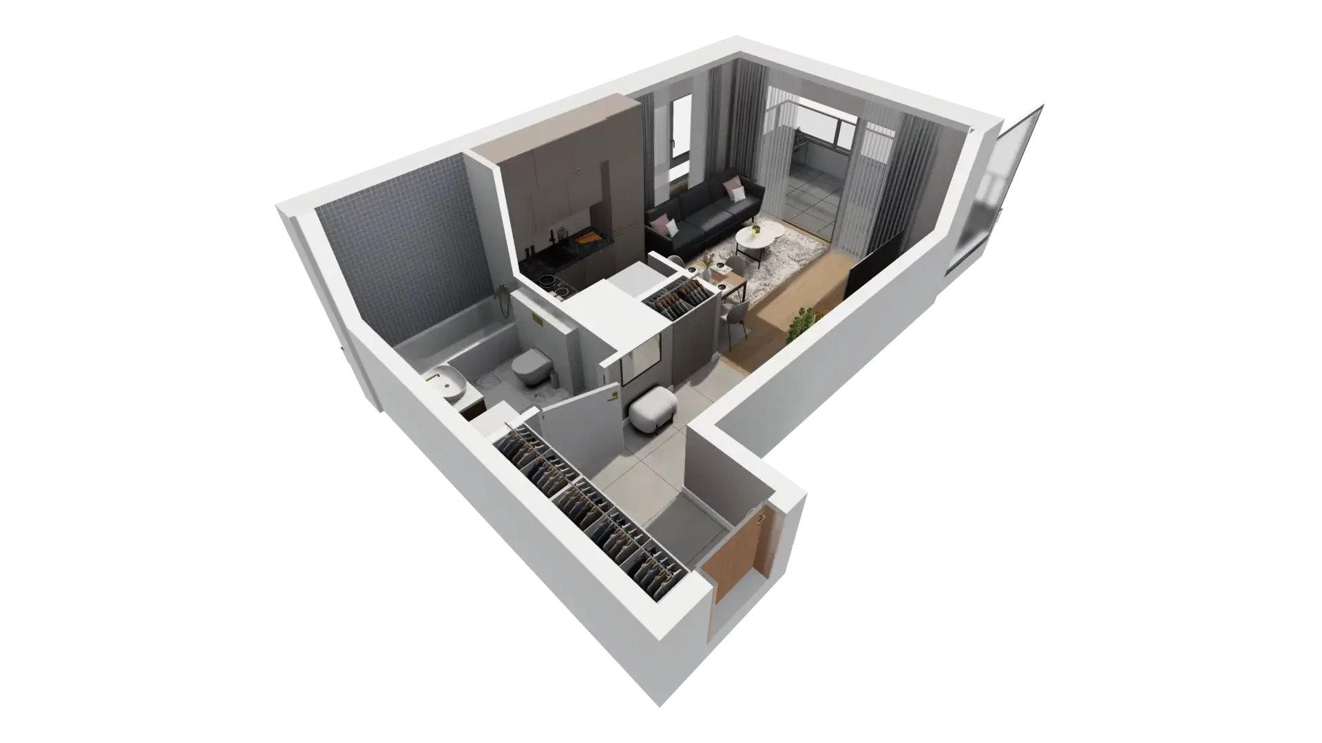 1 pokój, mieszkanie 28,45 m², piętro 1, oferta nr E.1.2, ATAL Parkowa, Poznań, Nowe Miasto, Osiedle Warszawskie, ul. Mogileńska