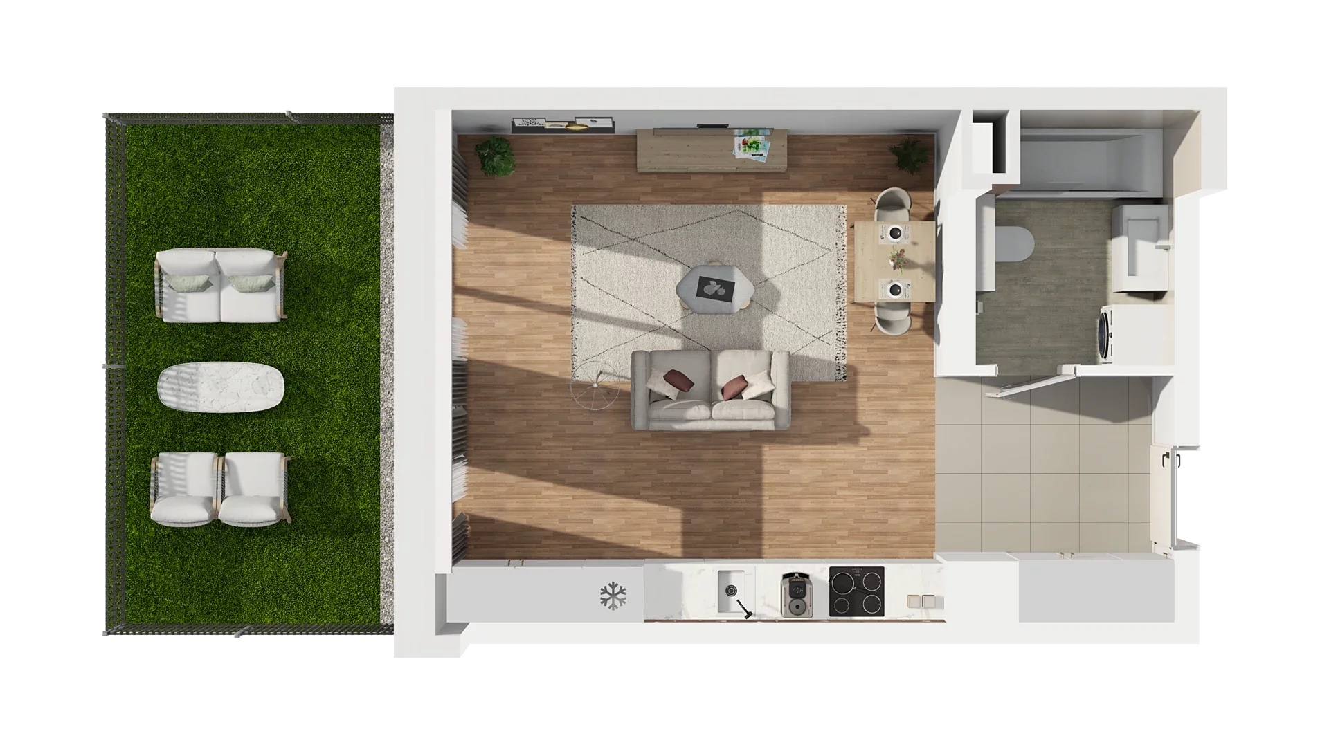 1 pokój, mieszkanie 33,64 m², piętro 1, oferta nr A3.1.61, Zakole Wisły, Kraków, Podgórze, ul. Na Zakolu Wisły