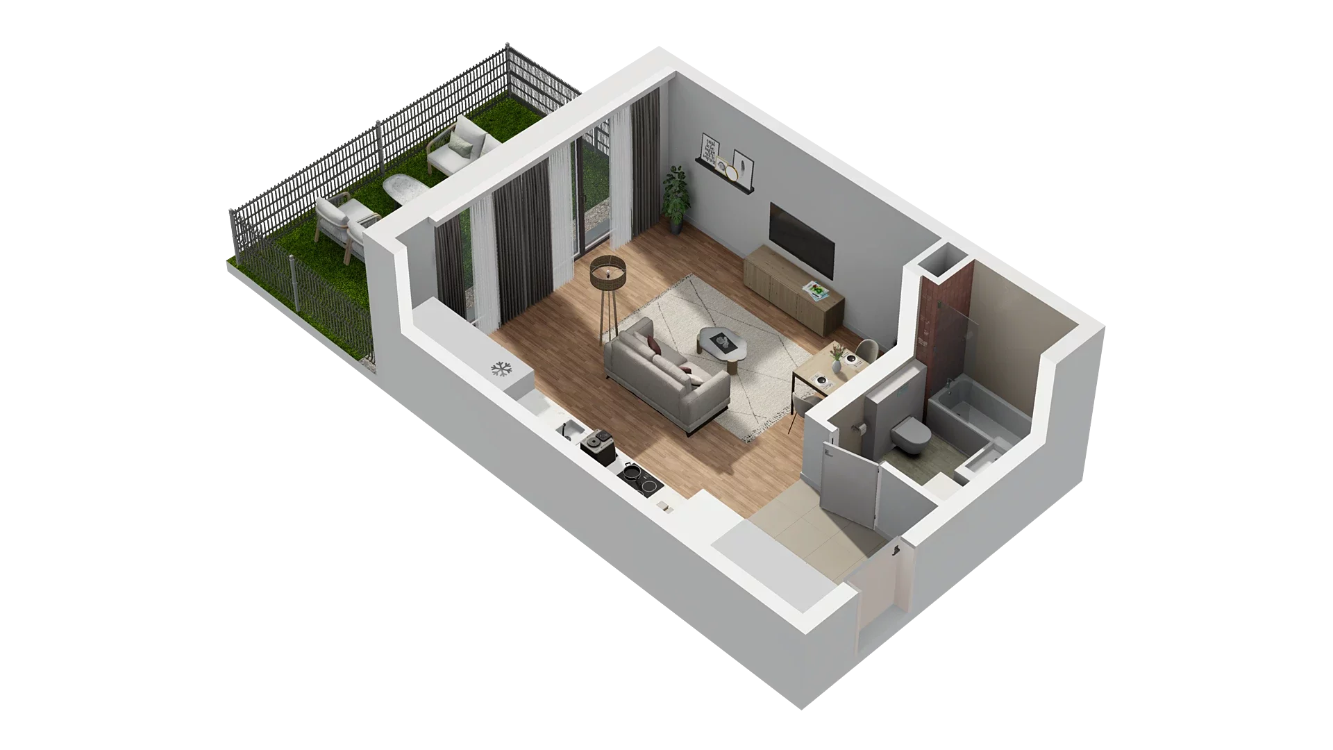 1 pokój, mieszkanie 33,64 m², piętro 1, oferta nr A3.1.61, Zakole Wisły, Kraków, Podgórze, ul. Na Zakolu Wisły