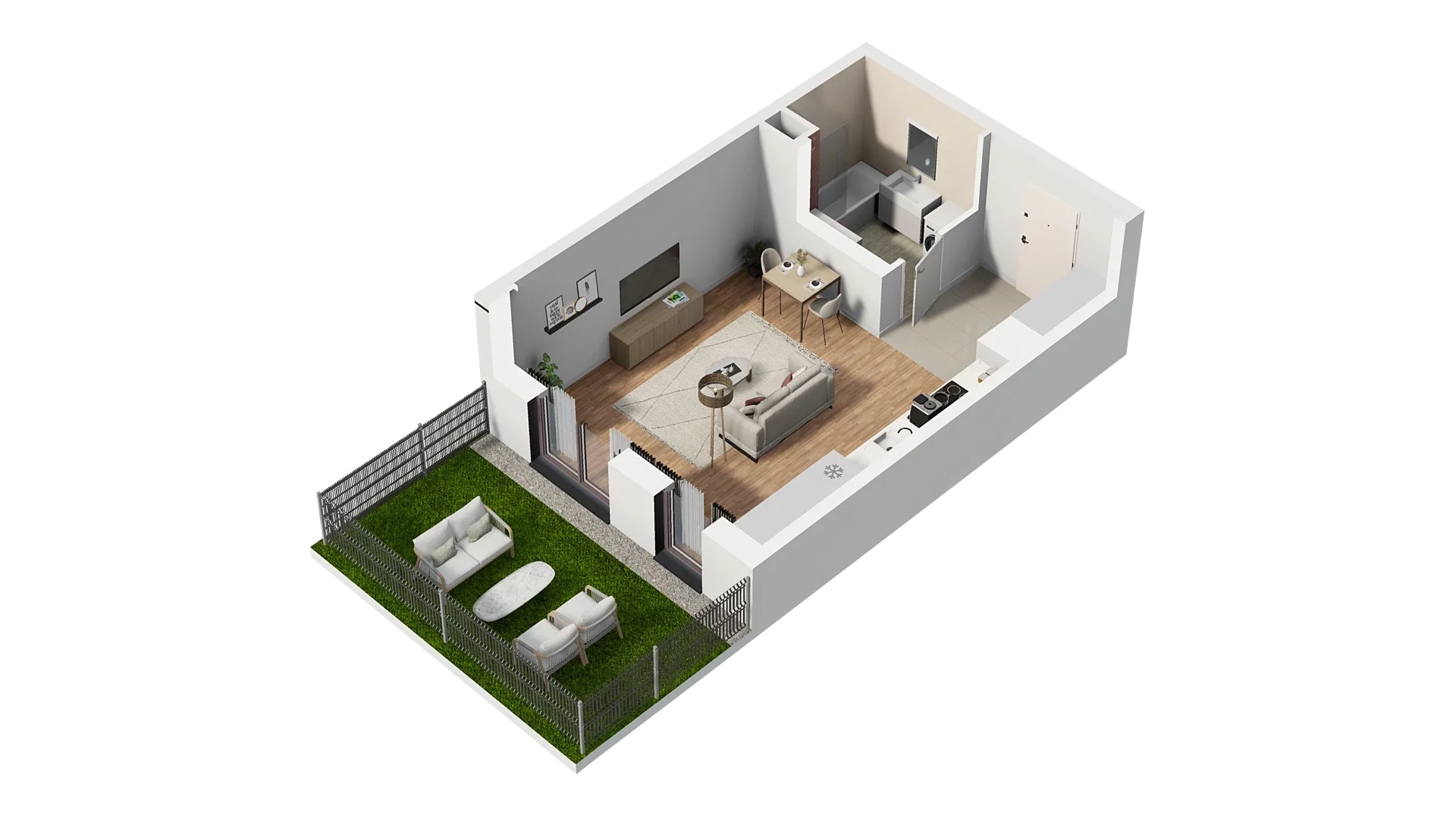 1 pokój, mieszkanie 33,64 m², piętro 1, oferta nr A3.1.61, Zakole Wisły, Kraków, Podgórze, ul. Na Zakolu Wisły