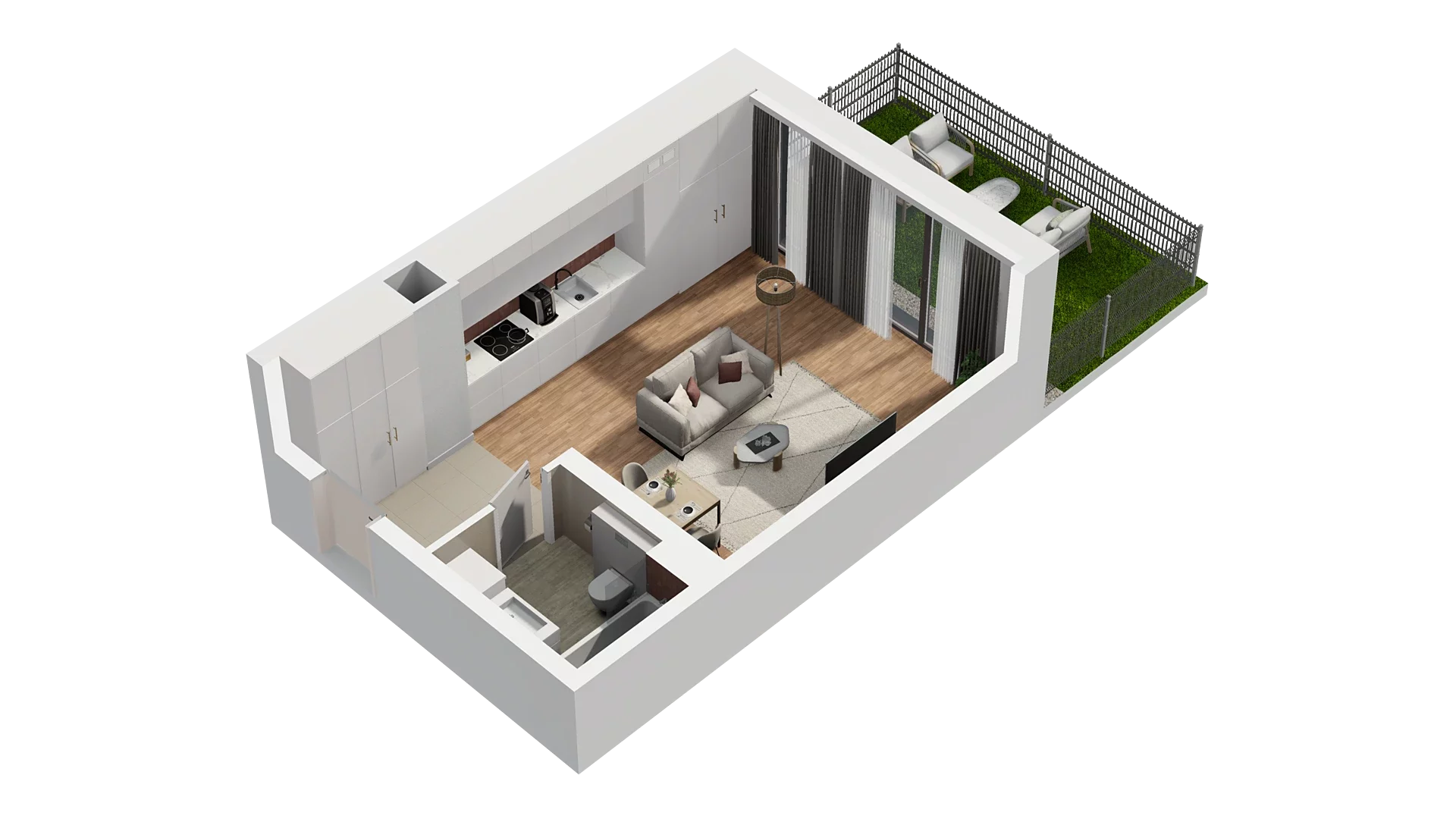 1 pokój, mieszkanie 33,64 m², piętro 1, oferta nr A3.1.61, Zakole Wisły, Kraków, Podgórze, ul. Na Zakolu Wisły