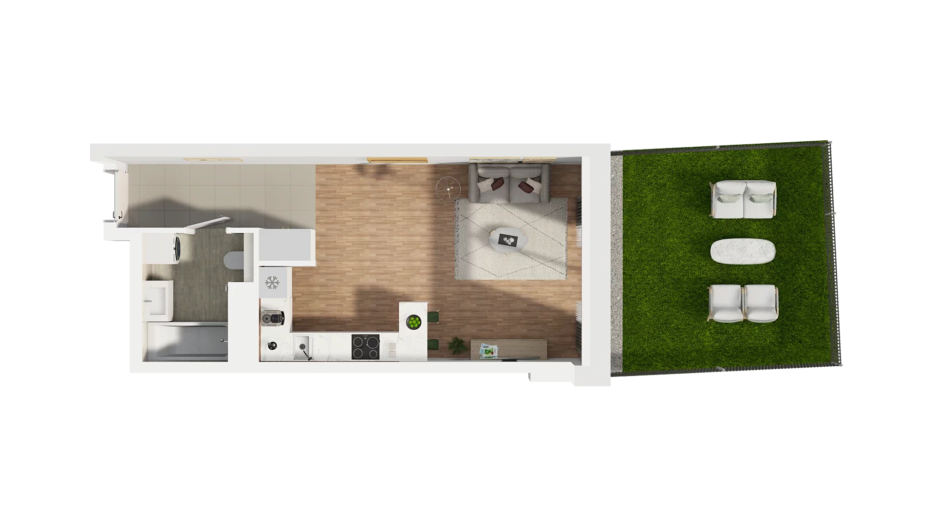 1 pokój, mieszkanie 33,32 m², parter, oferta nr A3.0.56, Zakole Wisły, Kraków, Podgórze, ul. Na Zakolu Wisły